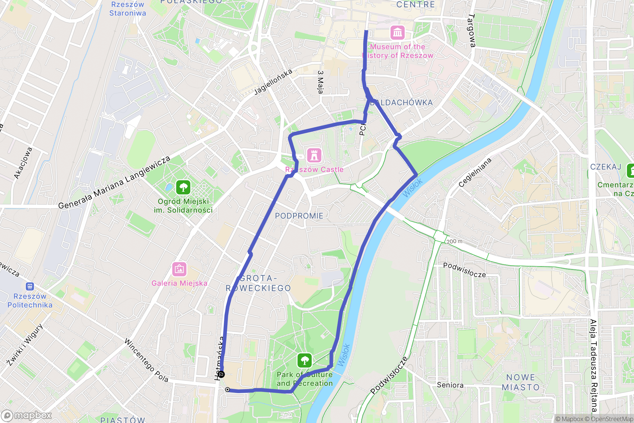 Rzeszów: mapa trasy - Poland