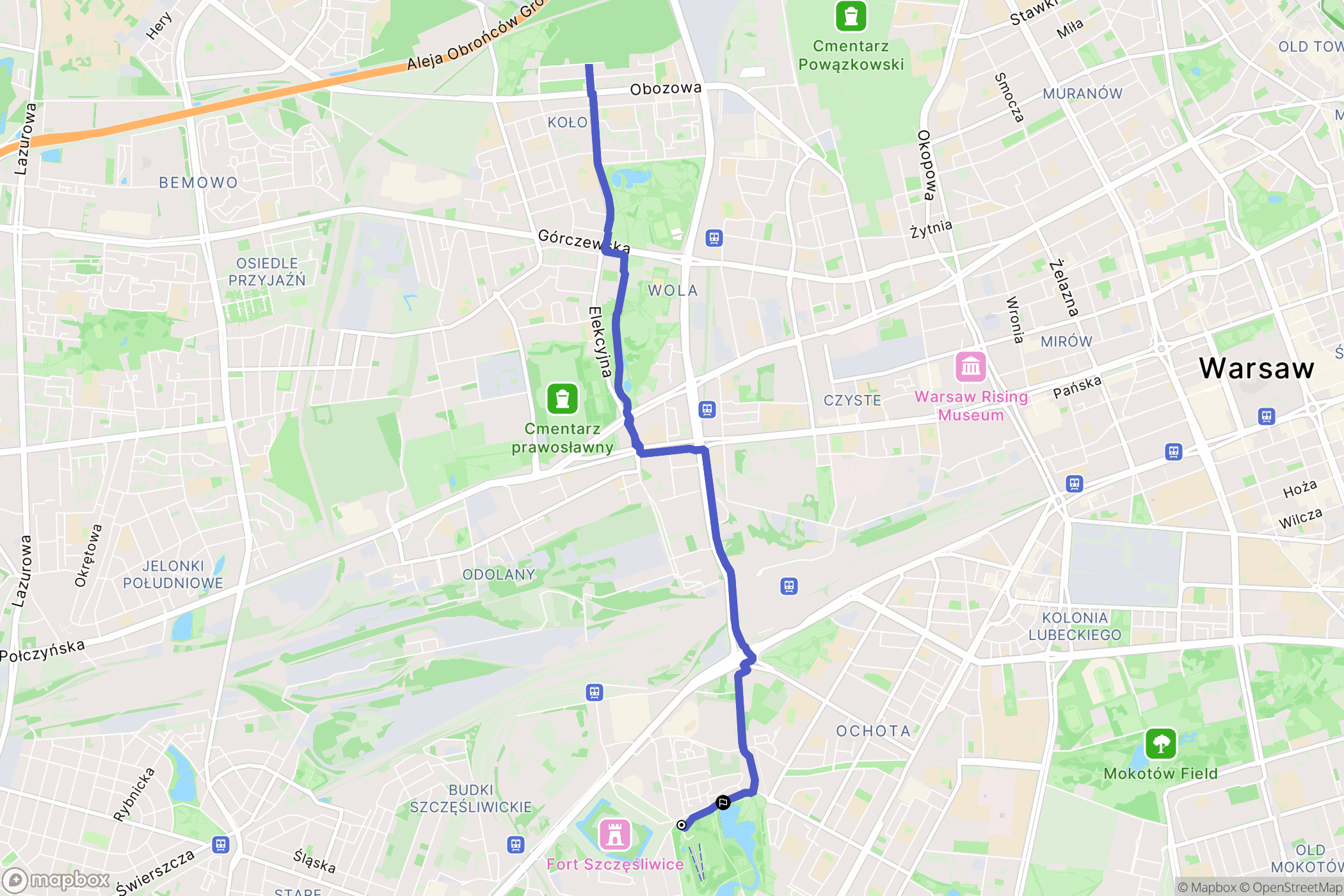Warszawa: mapa trasy - Poland