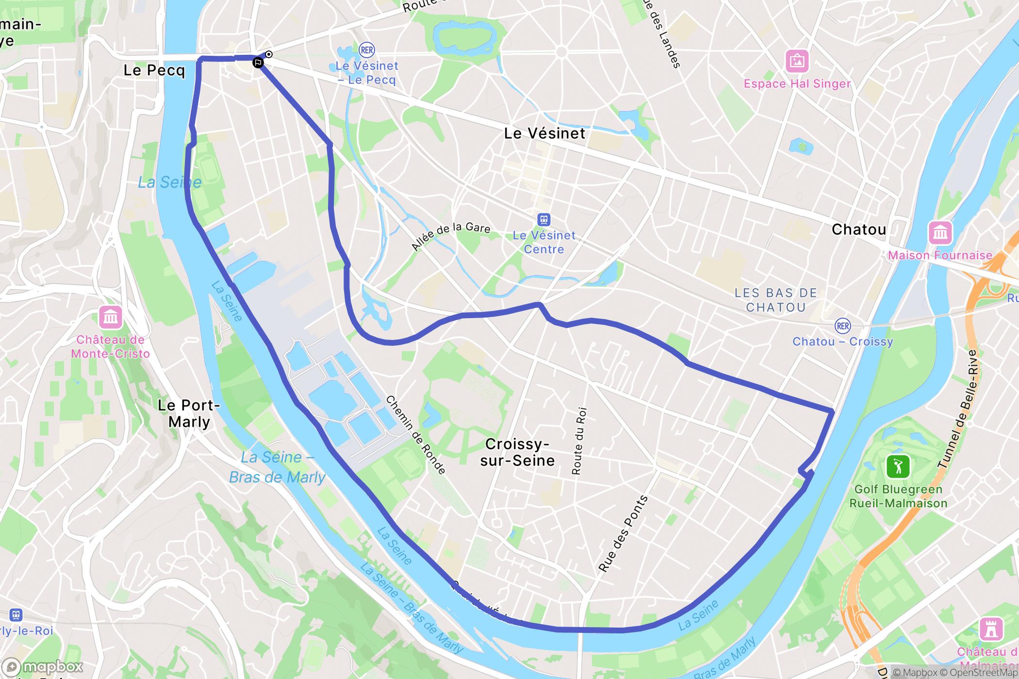 Le Vésinet : carte du parcours de randonnée - France
