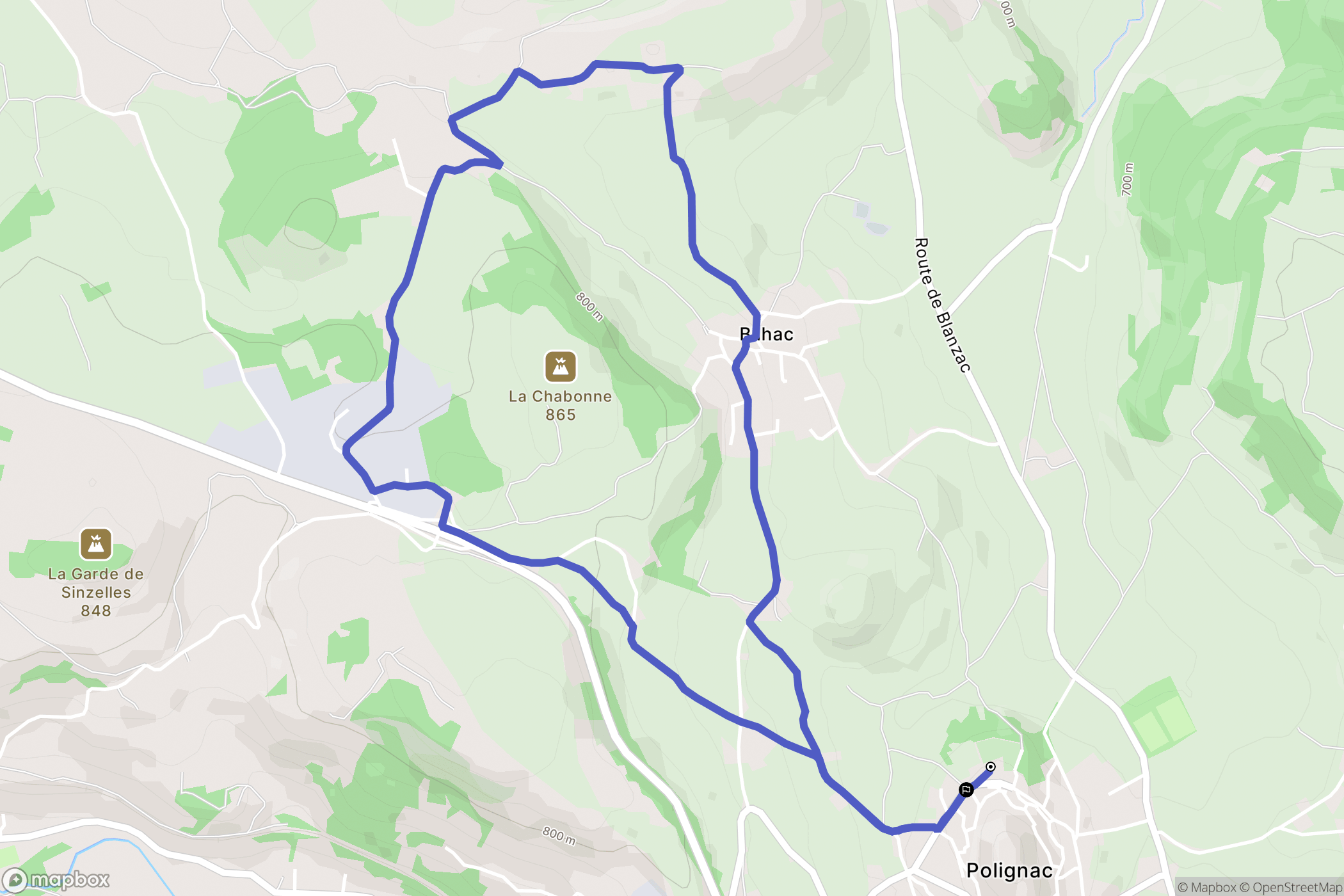 Polignac : carte du parcours de randonnée - France
