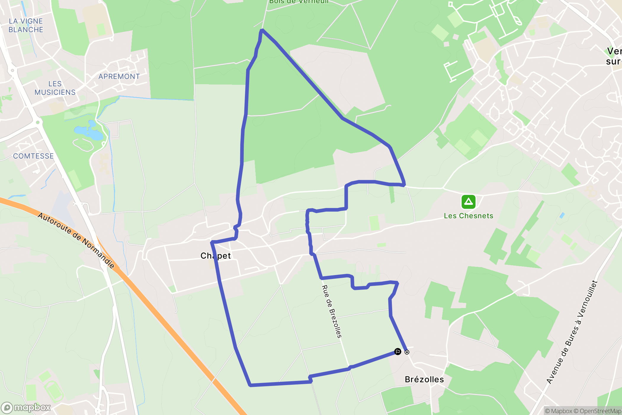 Vernouillet : carte du parcours de randonnée - France