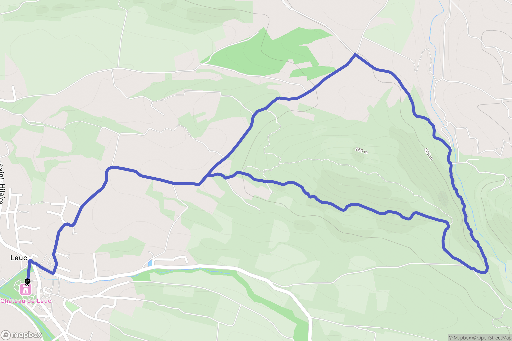Leuc : carte du parcours de randonnée - France
