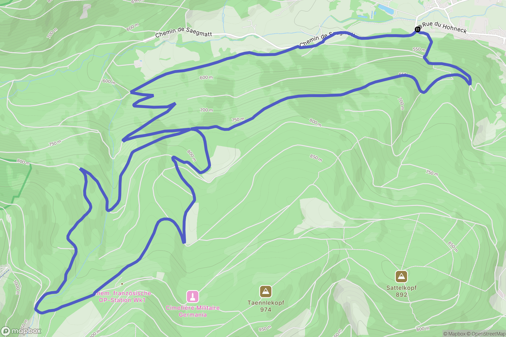 Stosswihr : carte du parcours de randonnée - France
