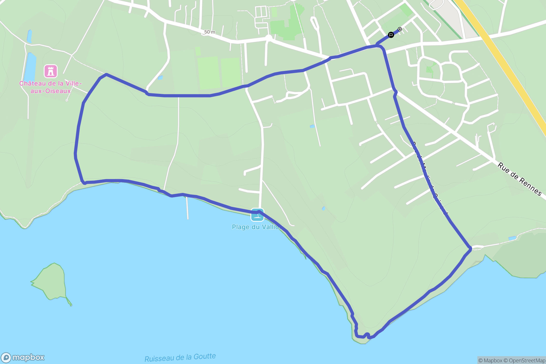 Saint-Jouan-des-Guérets : carte du parcours de randonnée - France