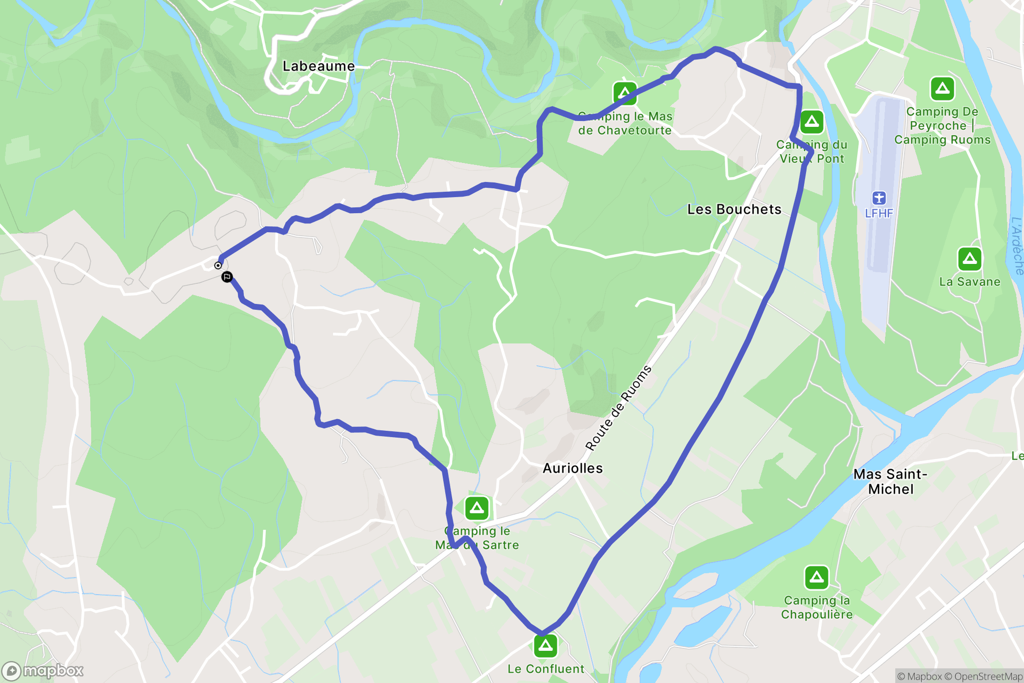 Saint-Alban-Auriolles : carte du parcours de randonnée - France