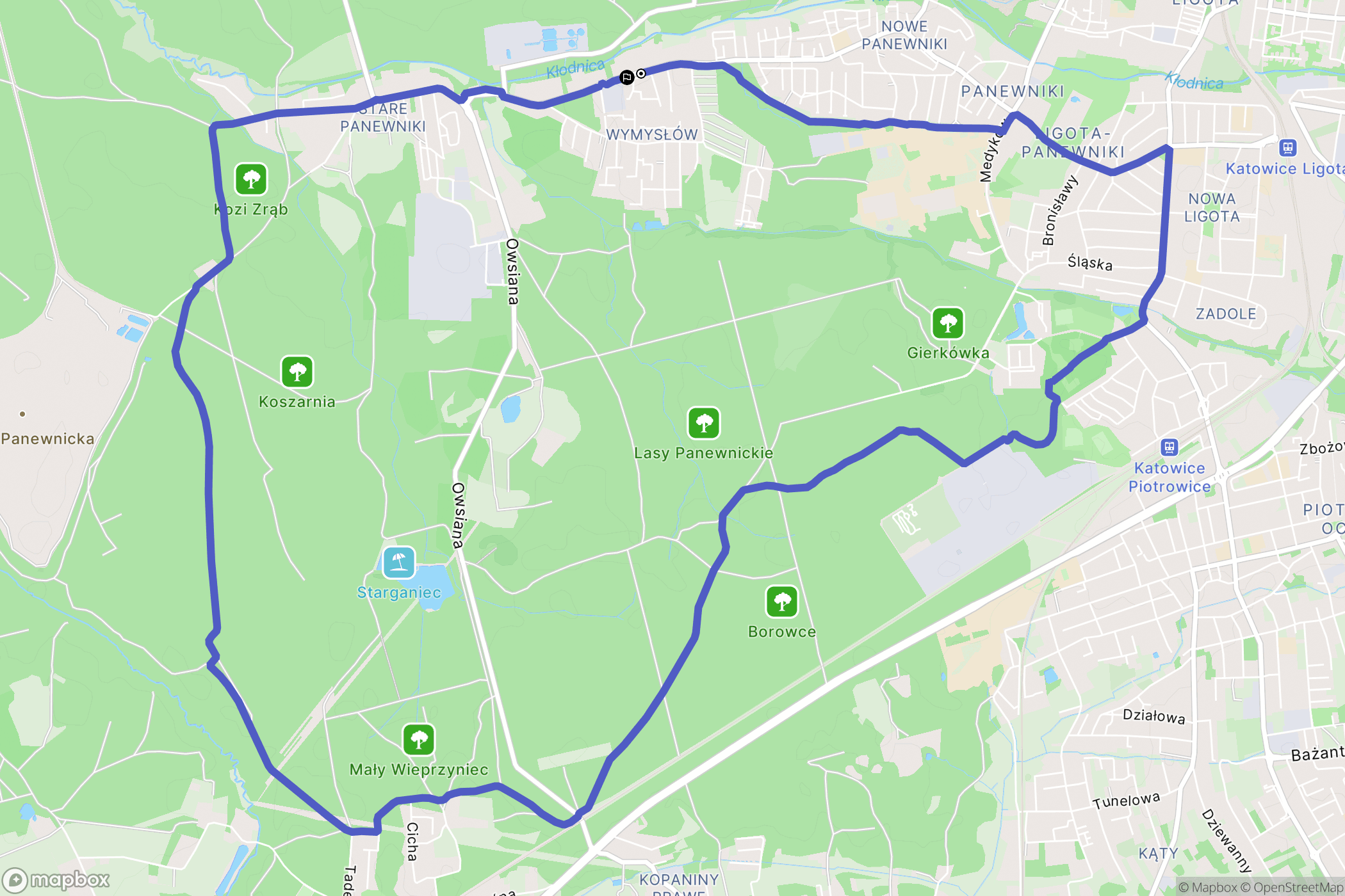 Katowice: mapa trasy - Poland