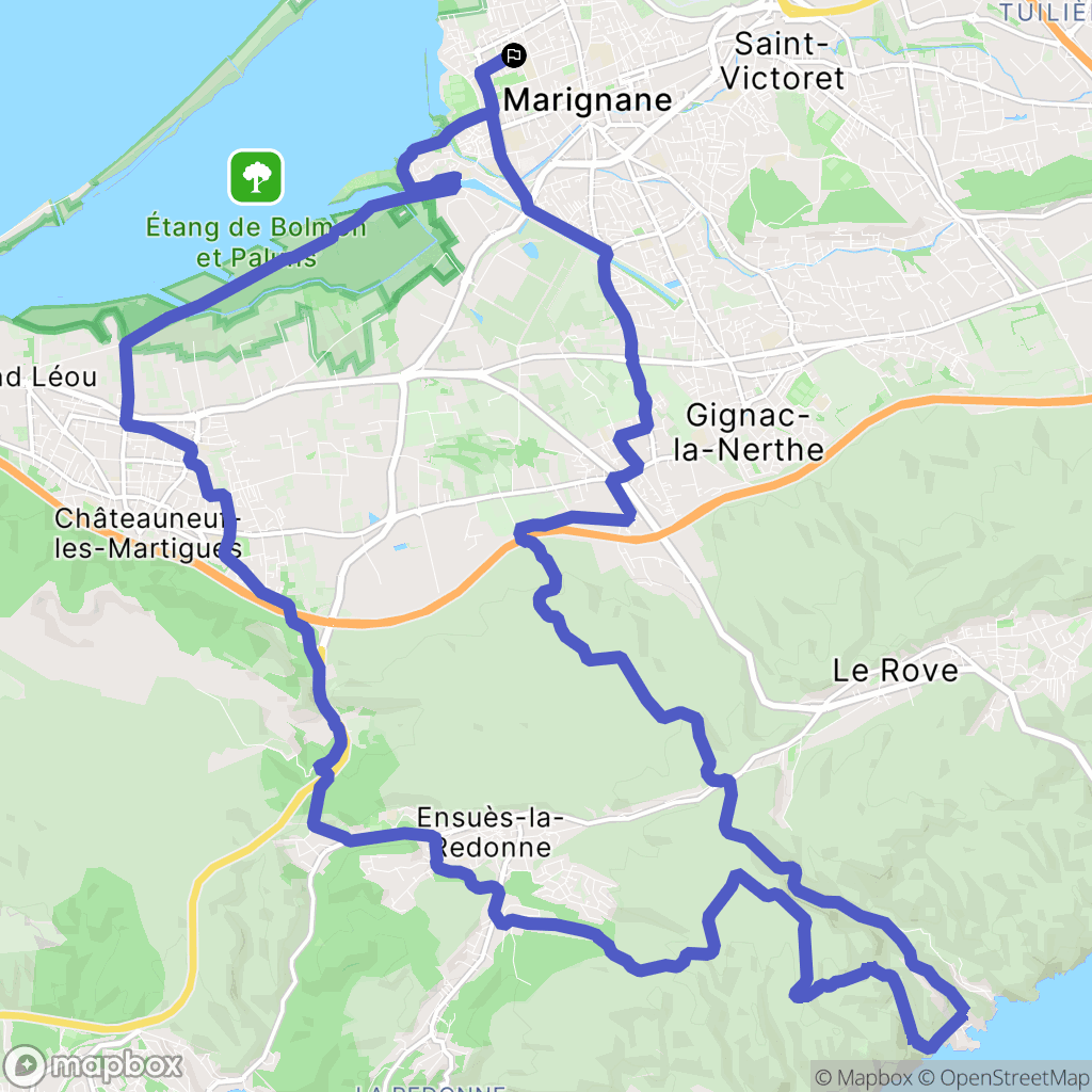 Marignane : carte du parcours de randonnée - France
