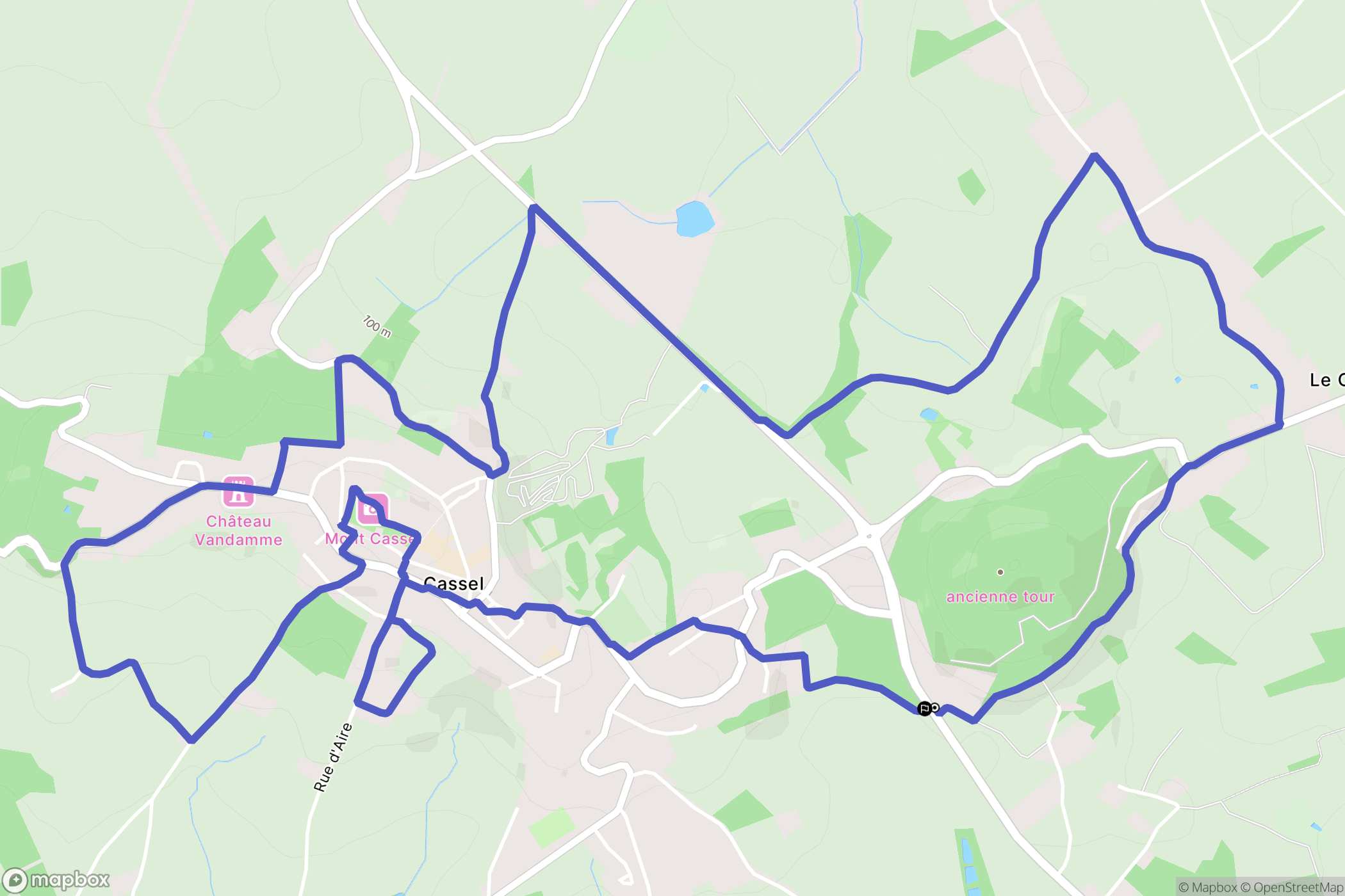 Cassel : carte du parcours de randonnée - France