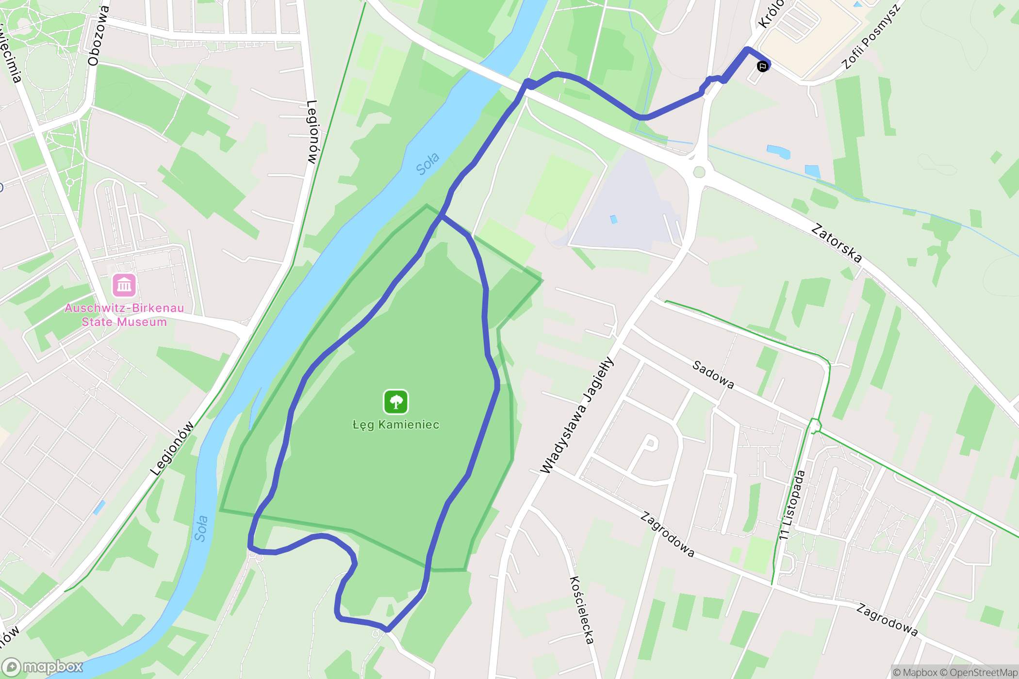 Oświęcim: mapa trasy - Poland
