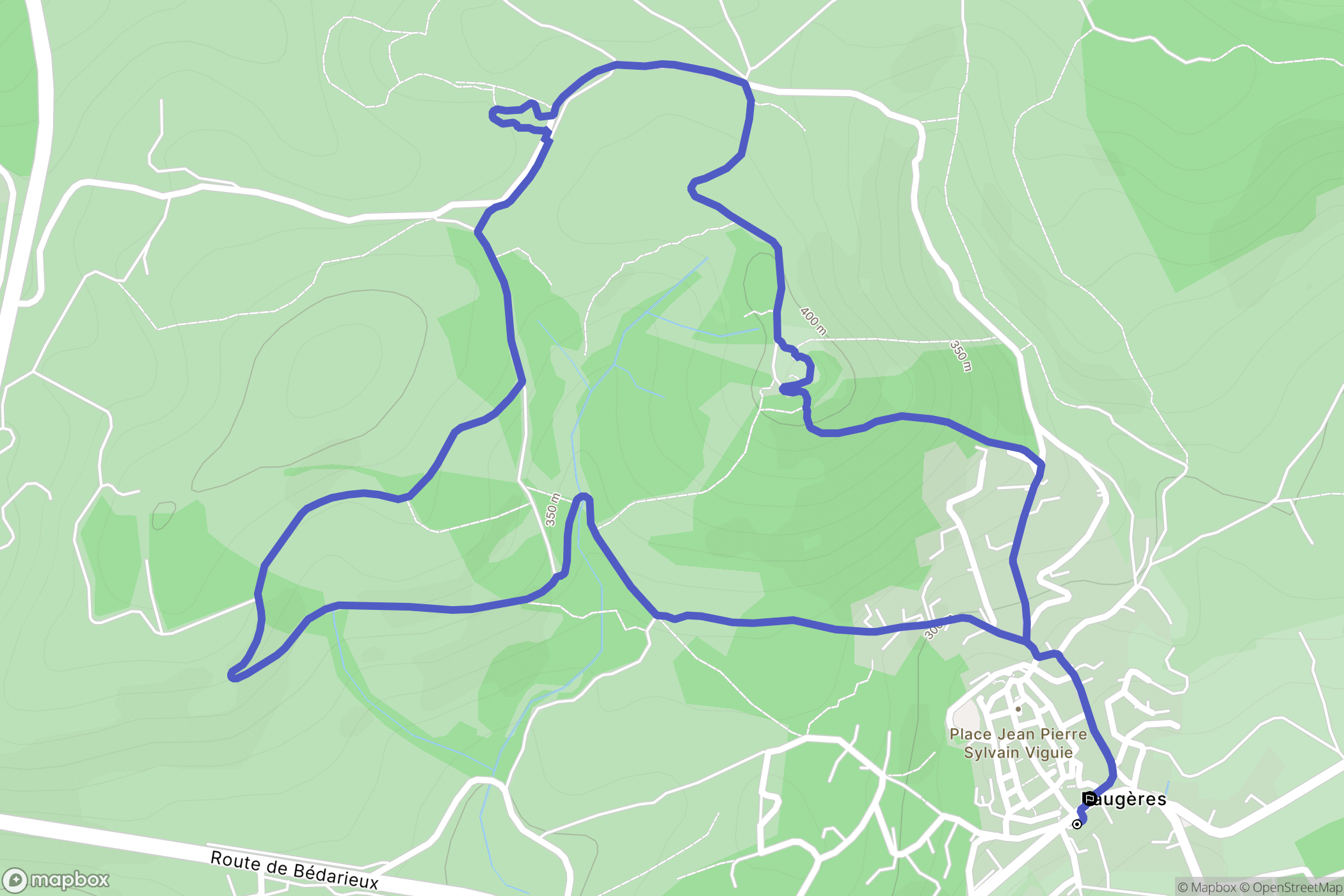 Faugères : carte du parcours de randonnée - France