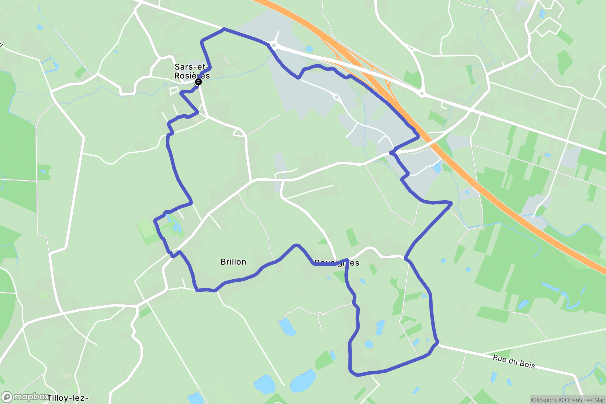 Sars-et-Rosières : carte du parcours de randonnée - France