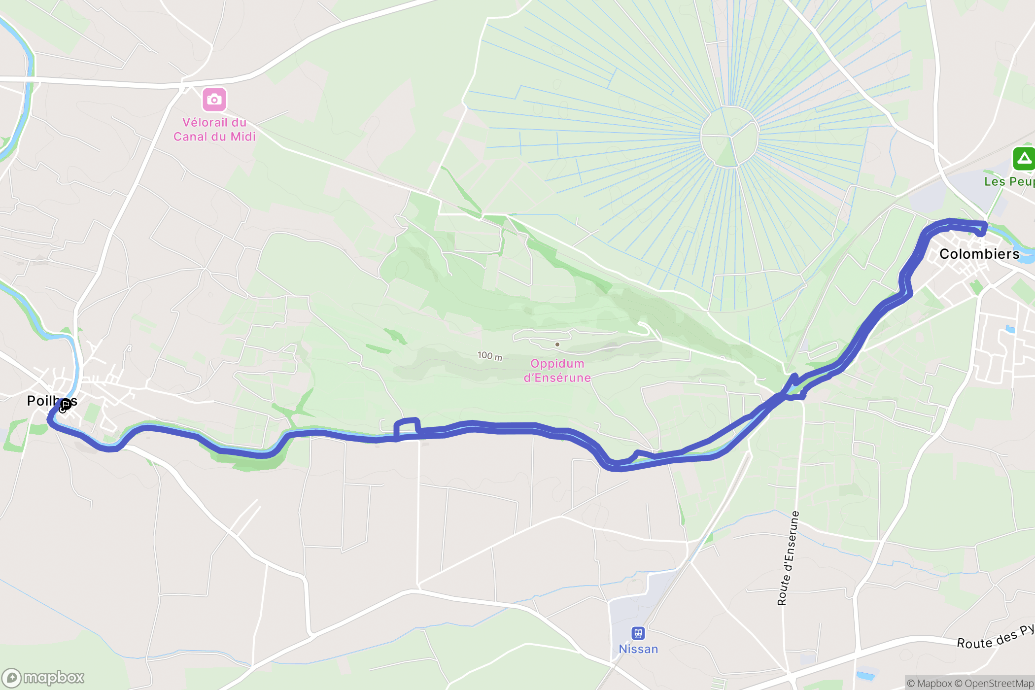 Poilhes : carte du parcours de randonnée - France