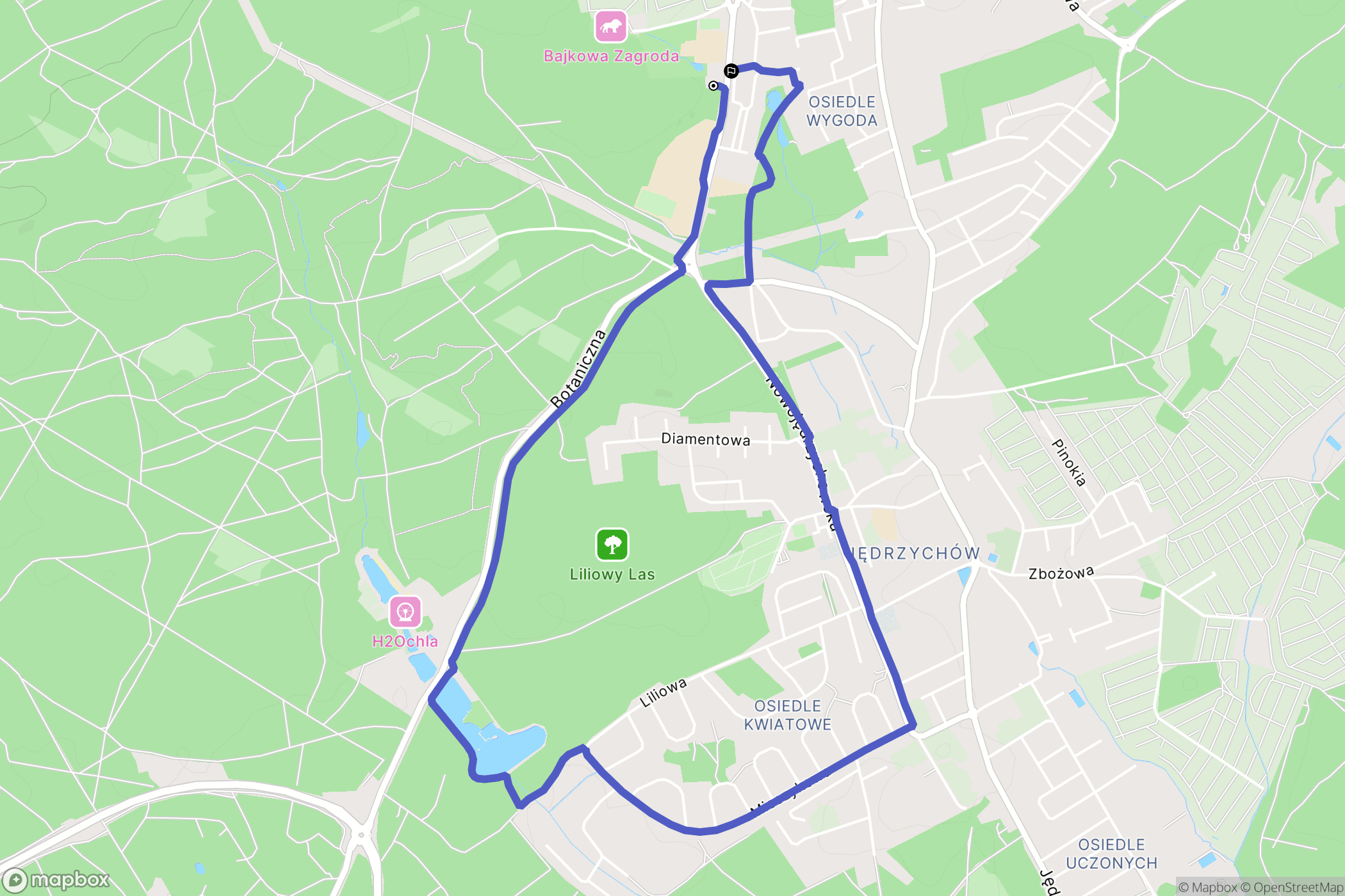 Zielona Góra: mapa trasy - Poland