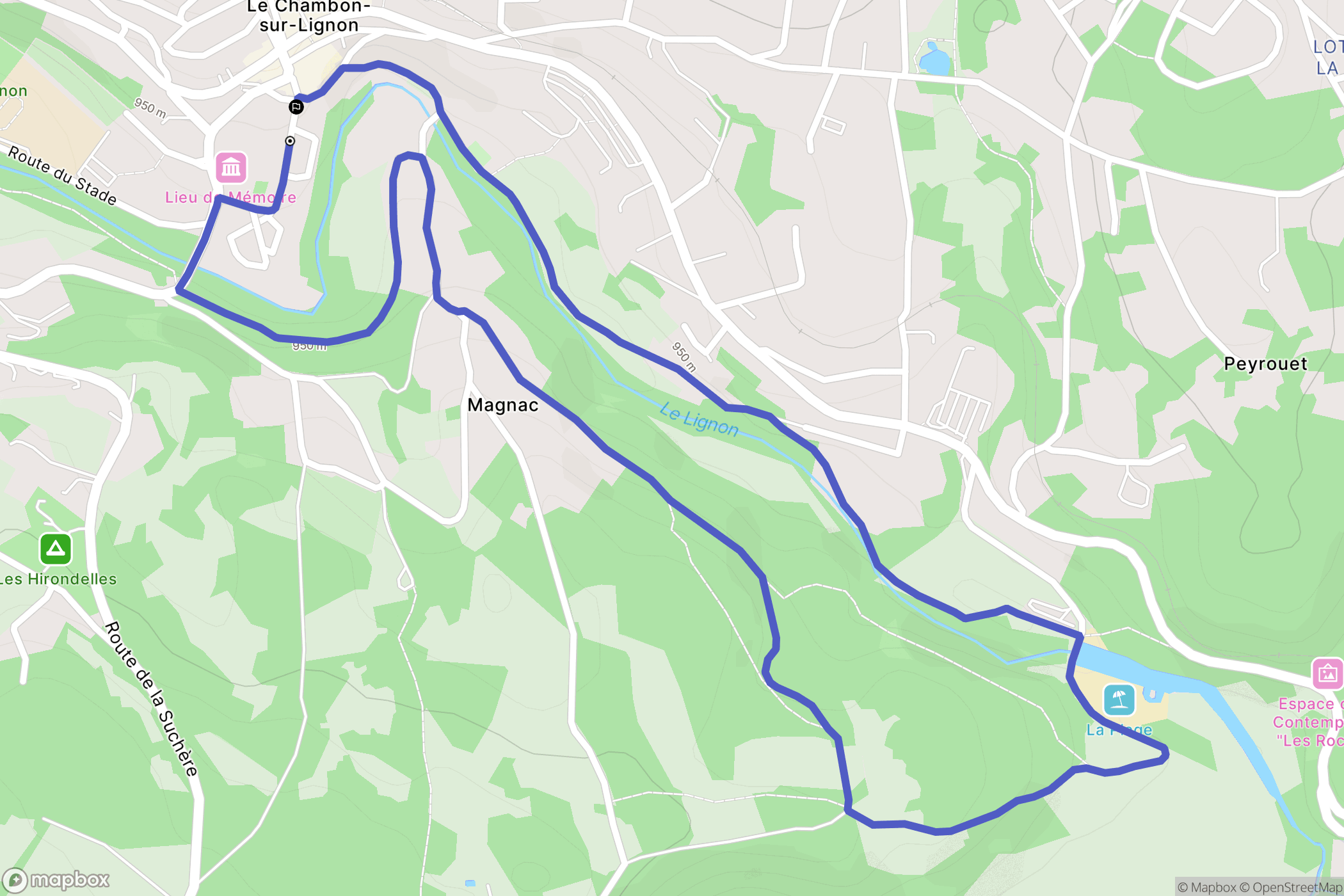 Le Chambon-sur-Lignon : carte du parcours de randonnée - France