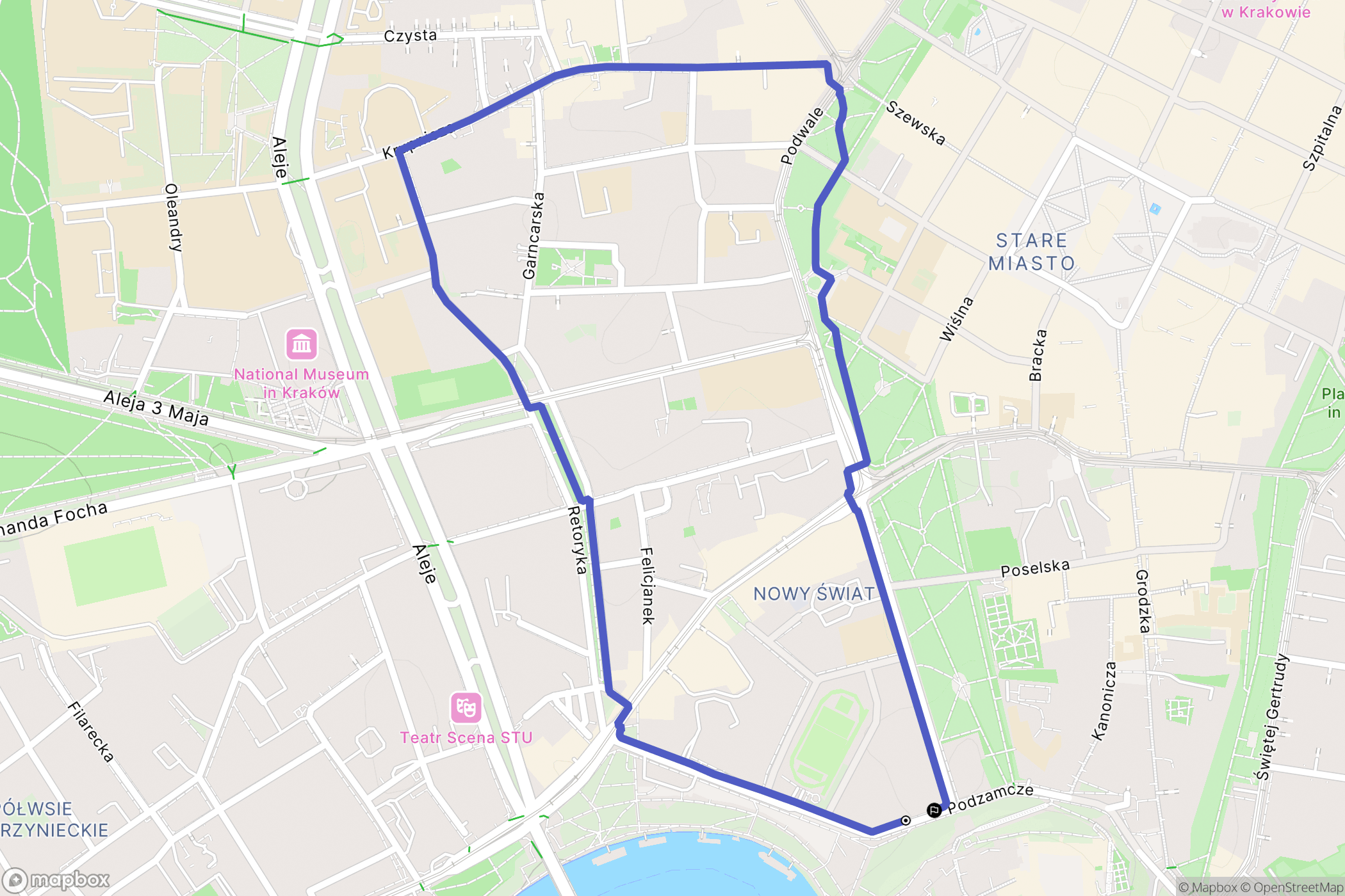 Kraków: mapa trasy - Poland