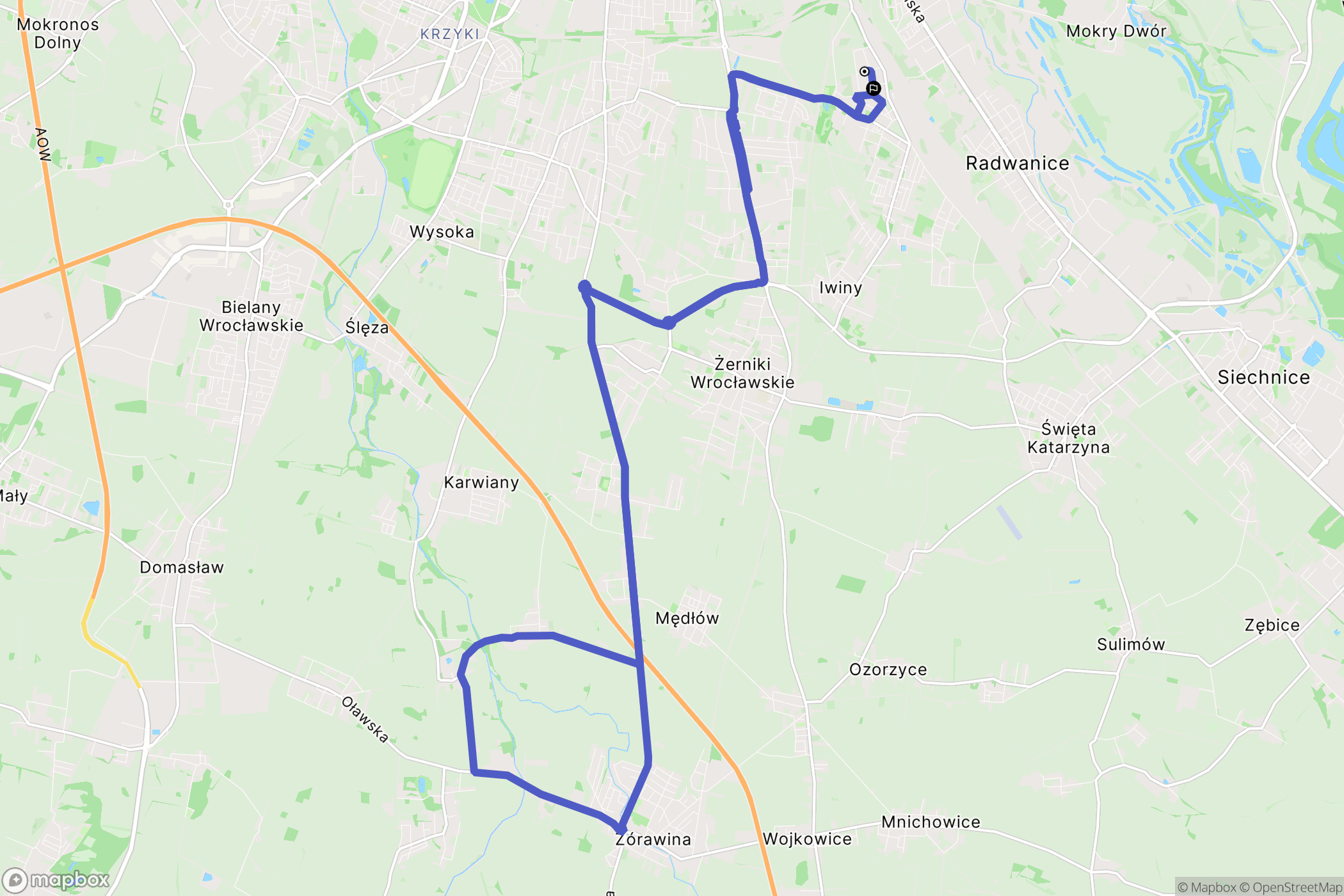 Wrocław: mapa trasy - Poland