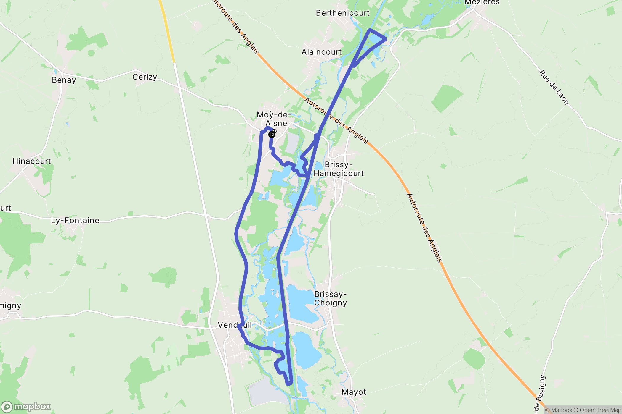 Moÿ-de-l'Aisne : carte du parcours de randonnée - France