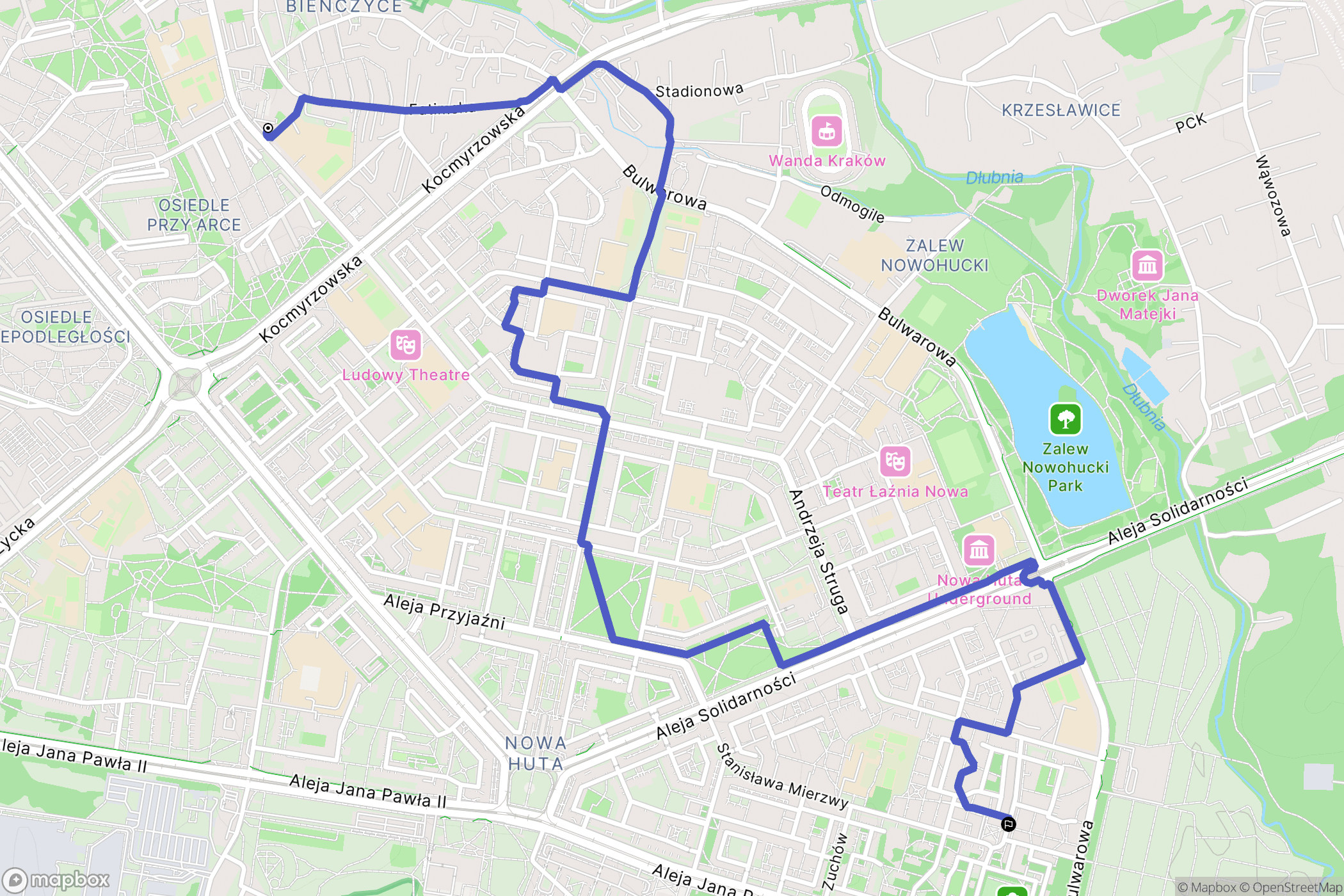 Kraków: mapa trasy - Poland