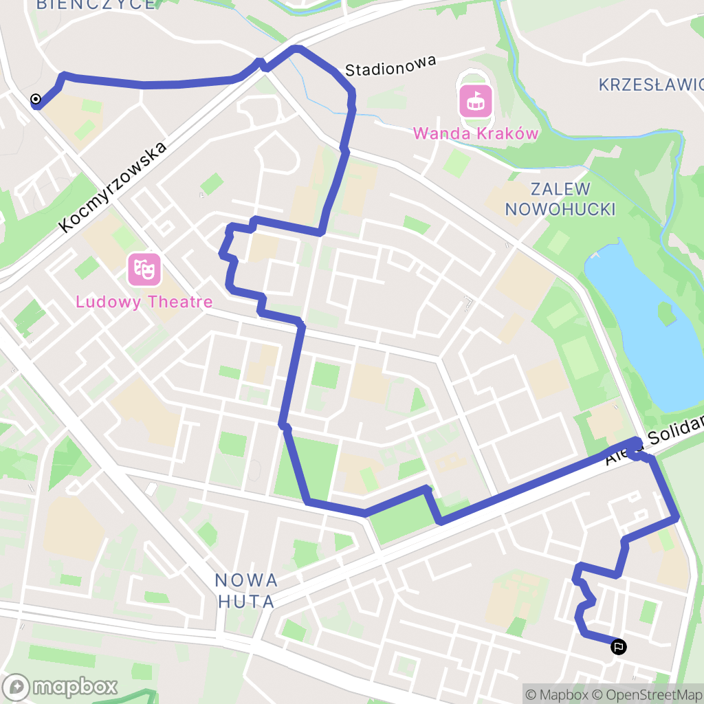 Kraków: mapa trasy - Poland