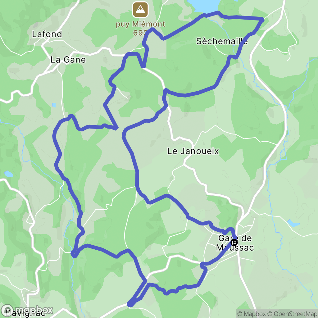 Maussac : carte du parcours de randonnée - France