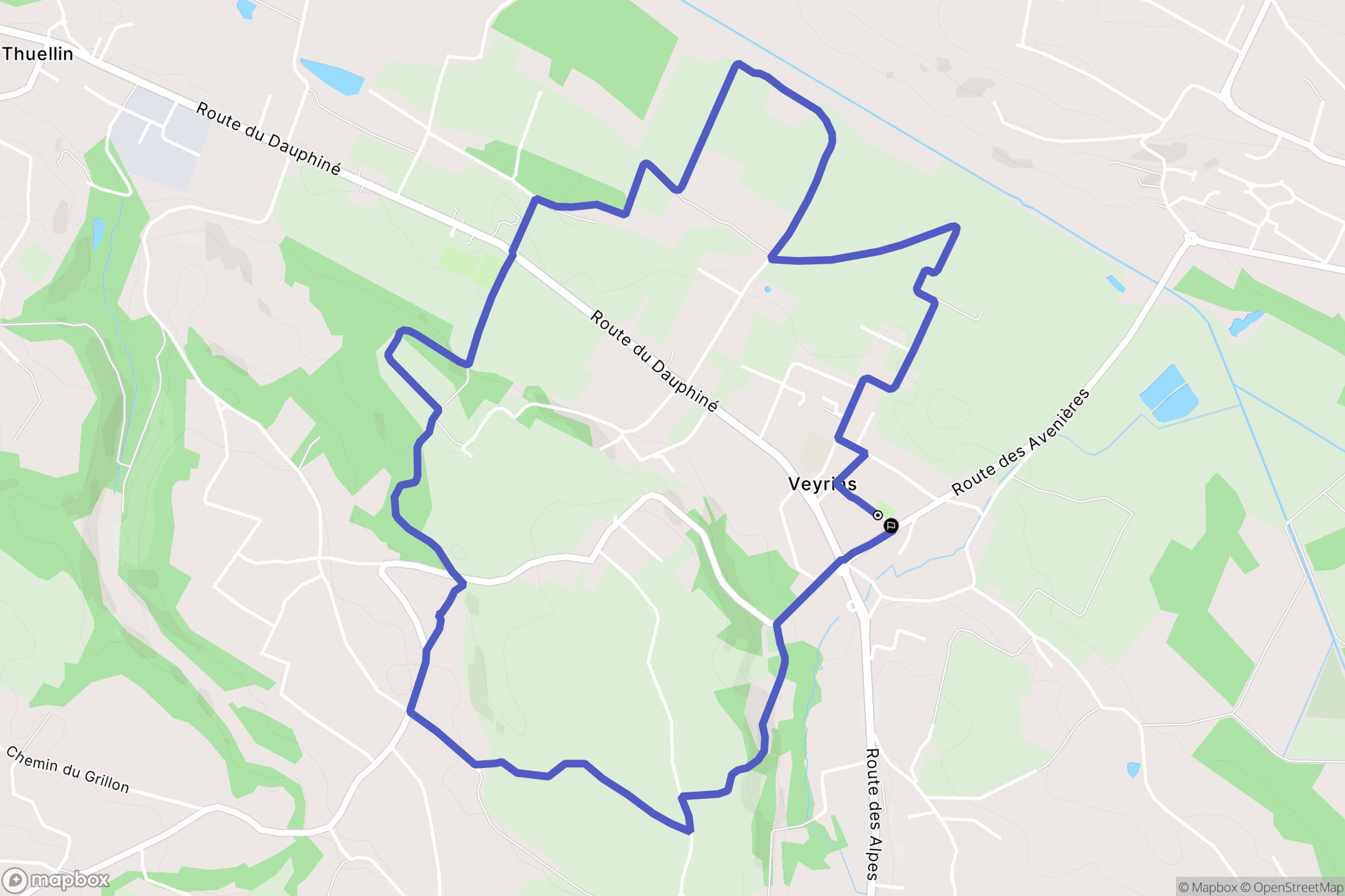 Les Avenières Veyrins-Thuellin : carte du parcours de randonnée - France