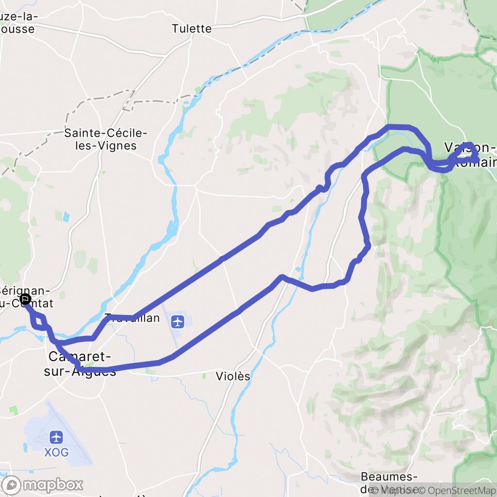 Sérignan-du-Comtat : carte du parcours de randonnée - France