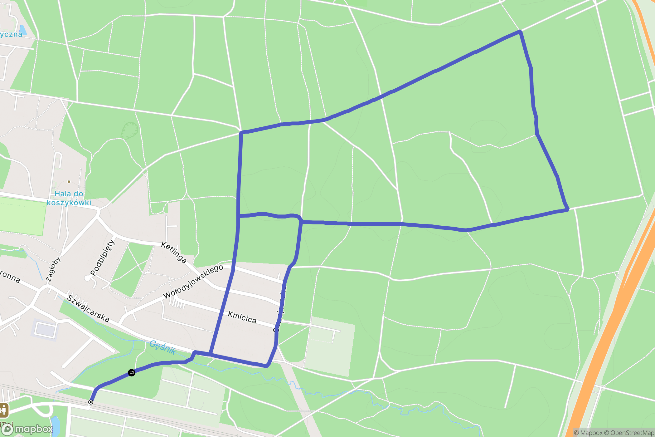 Zielona Góra: mapa trasy - Poland