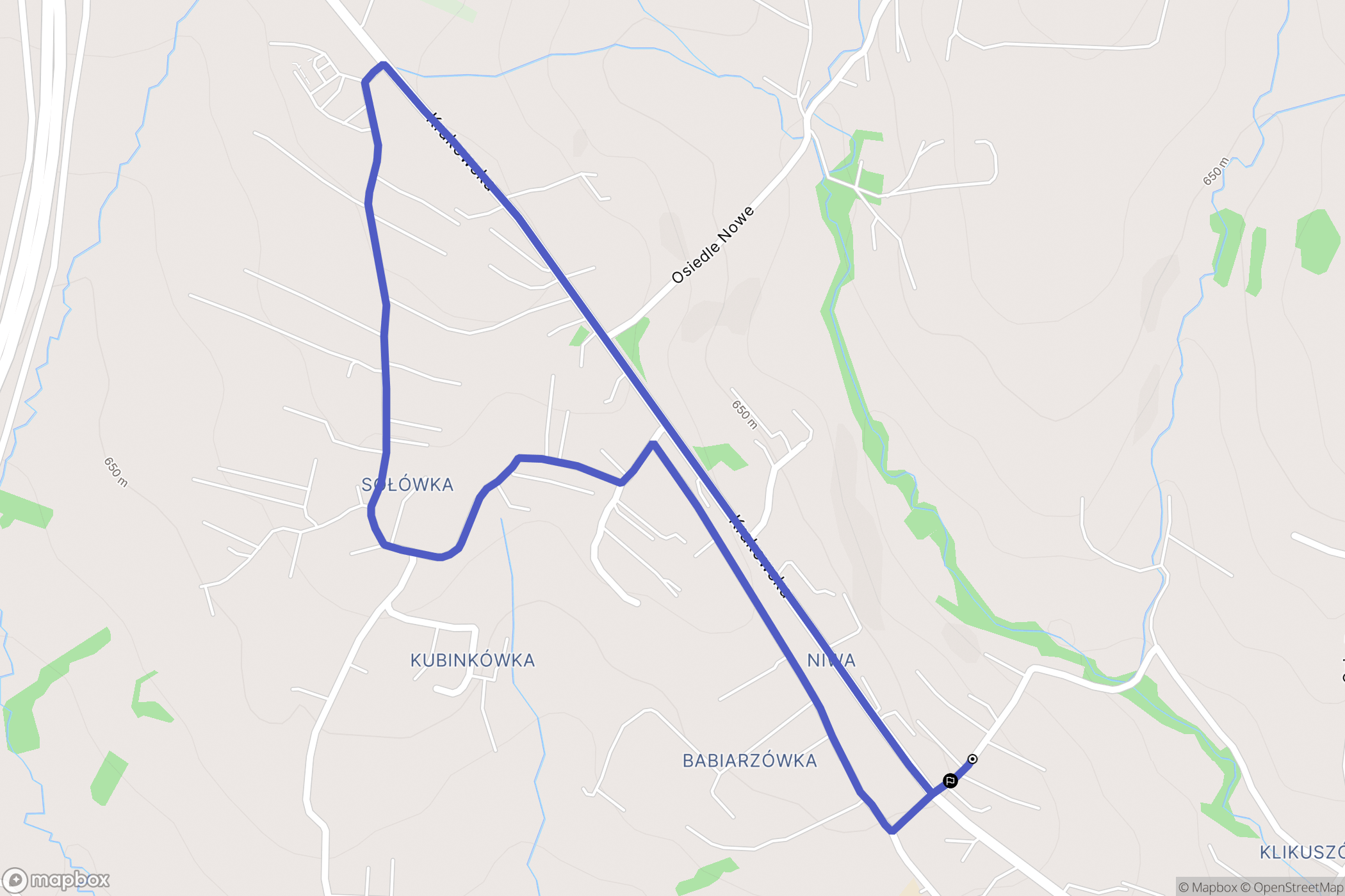 Nowy Targ: mapa trasy - Poland