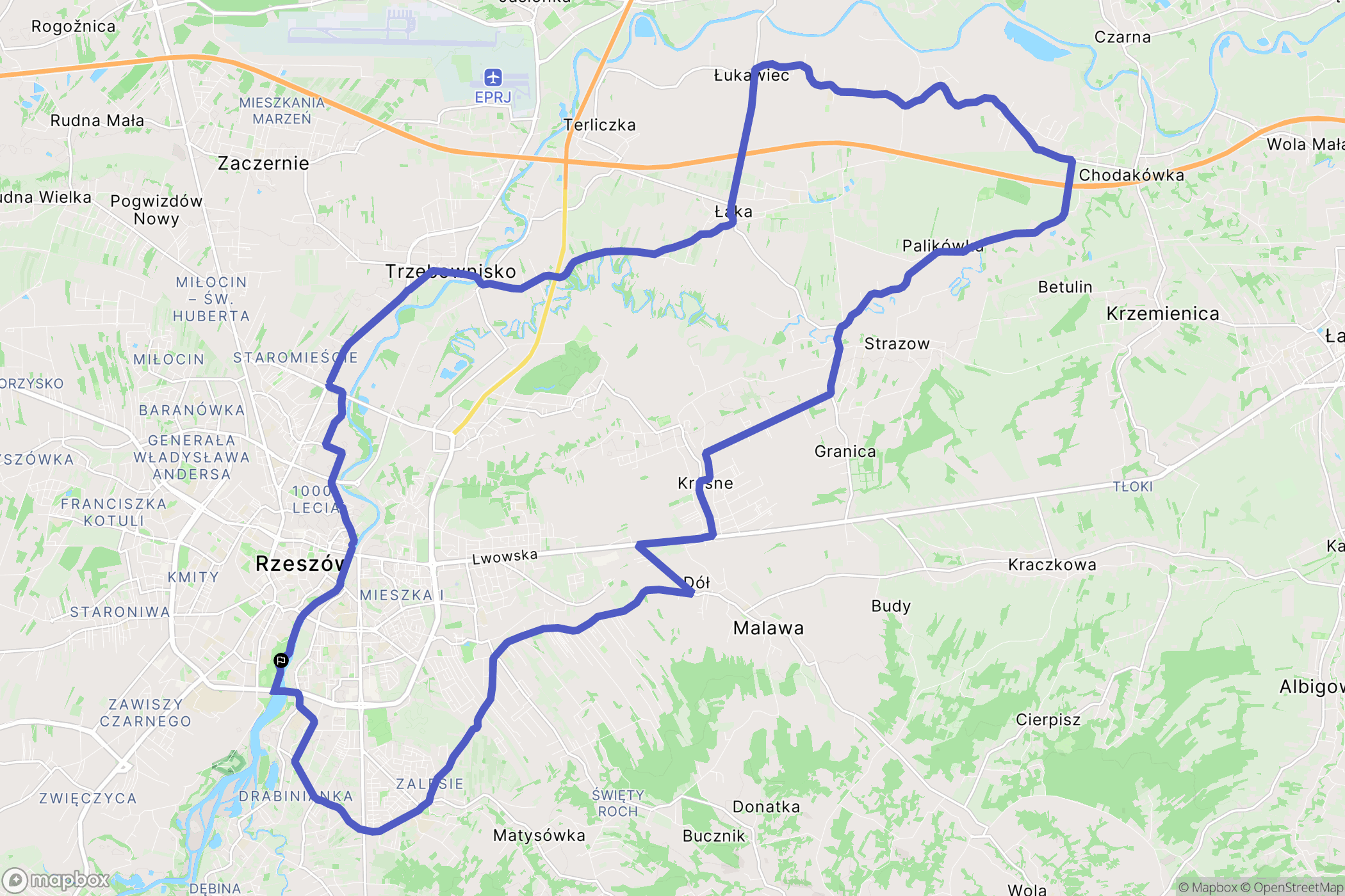 Rzeszów: mapa trasy - Poland