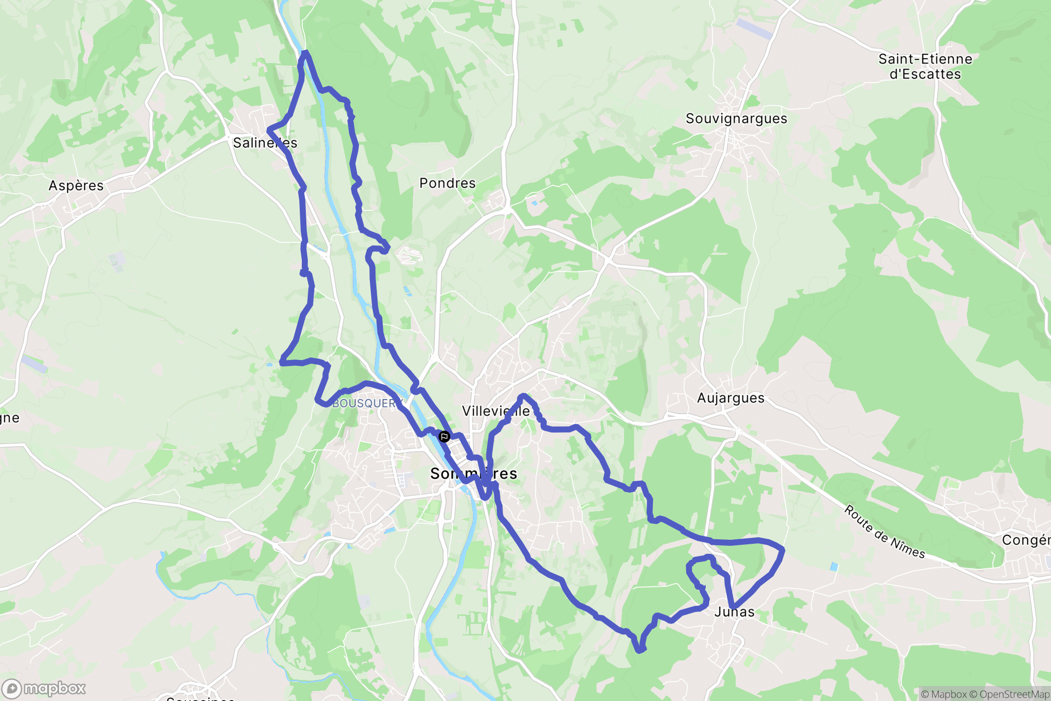 Sommières : carte du parcours de randonnée - France