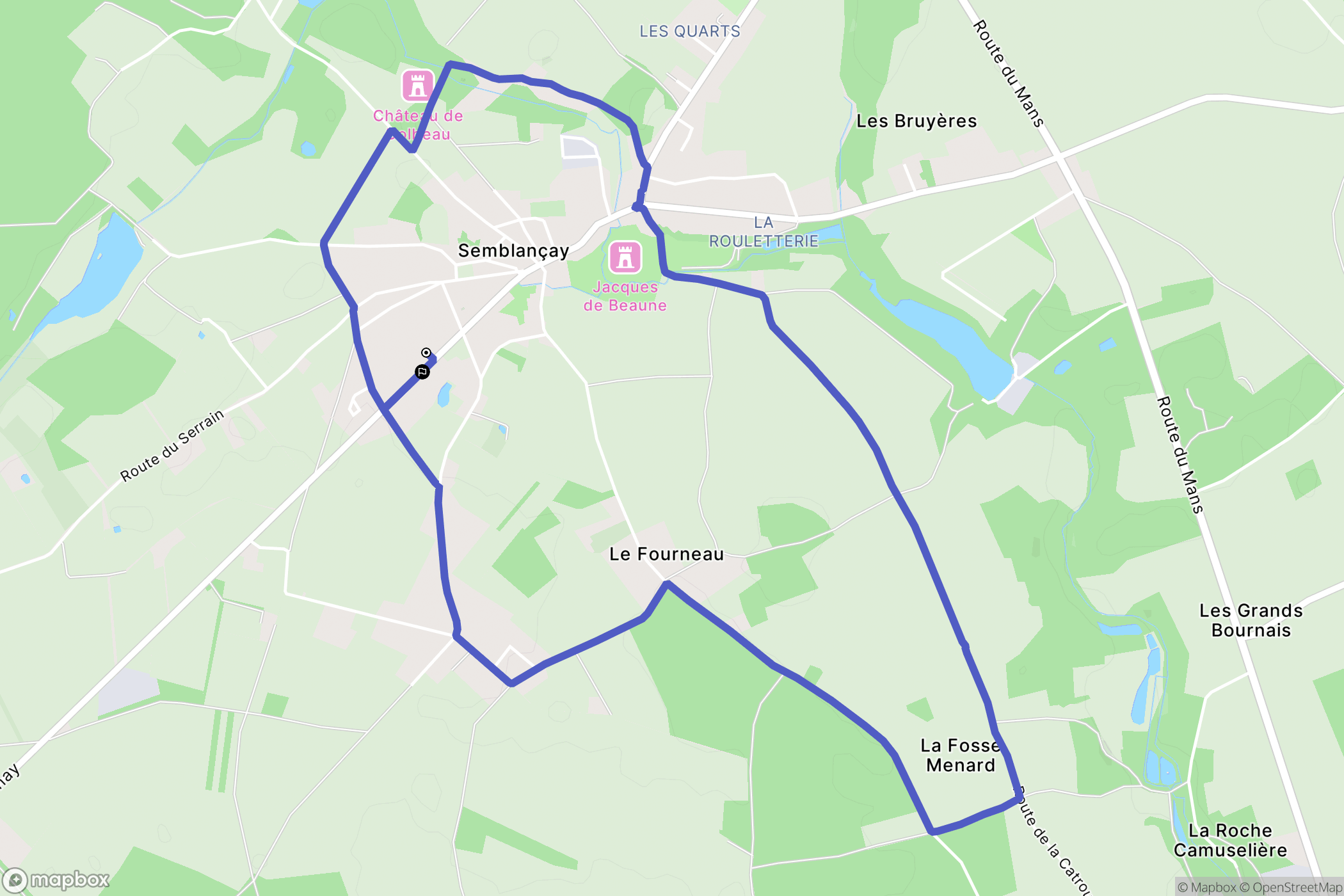 Semblançay : carte du parcours de randonnée - France