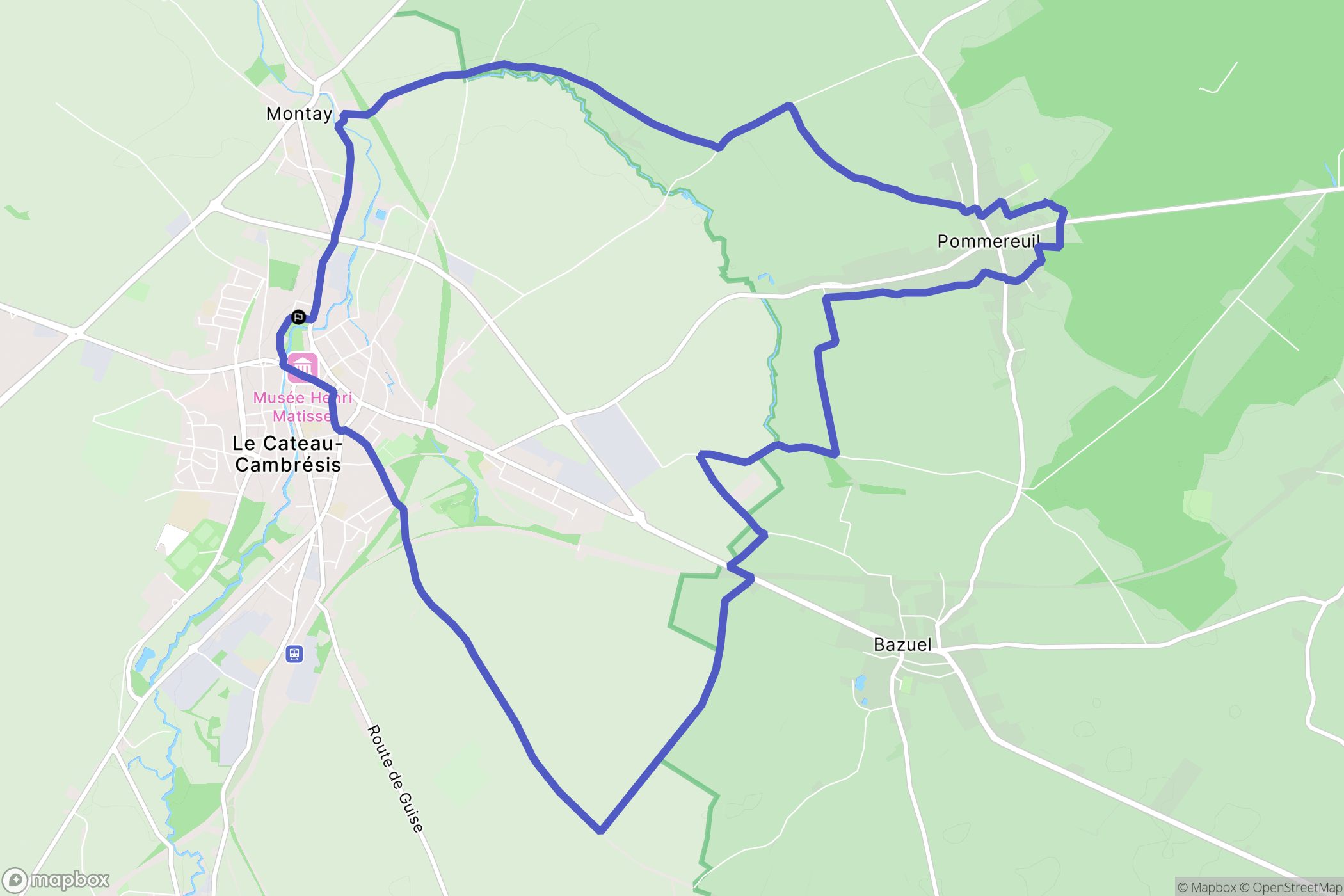 Le Cateau-Cambrésis : carte du parcours de randonnée - France