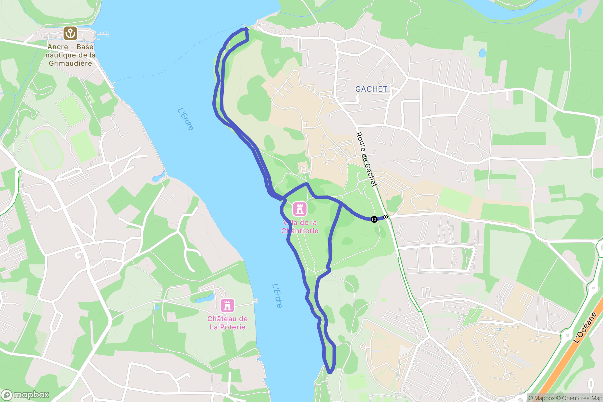 Nantes : carte du parcours de randonnée - France
