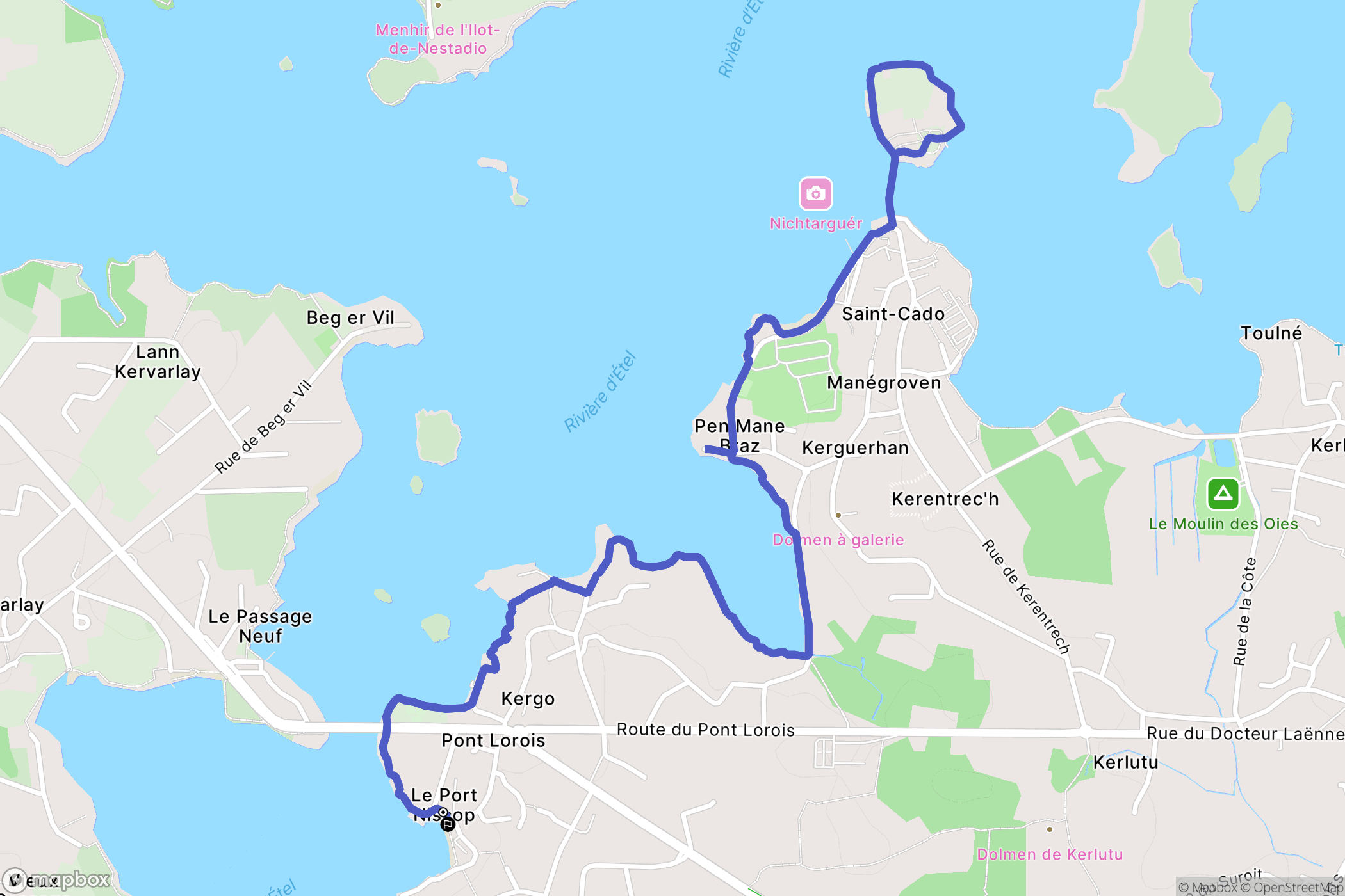 Belz : carte du parcours de randonnée - France