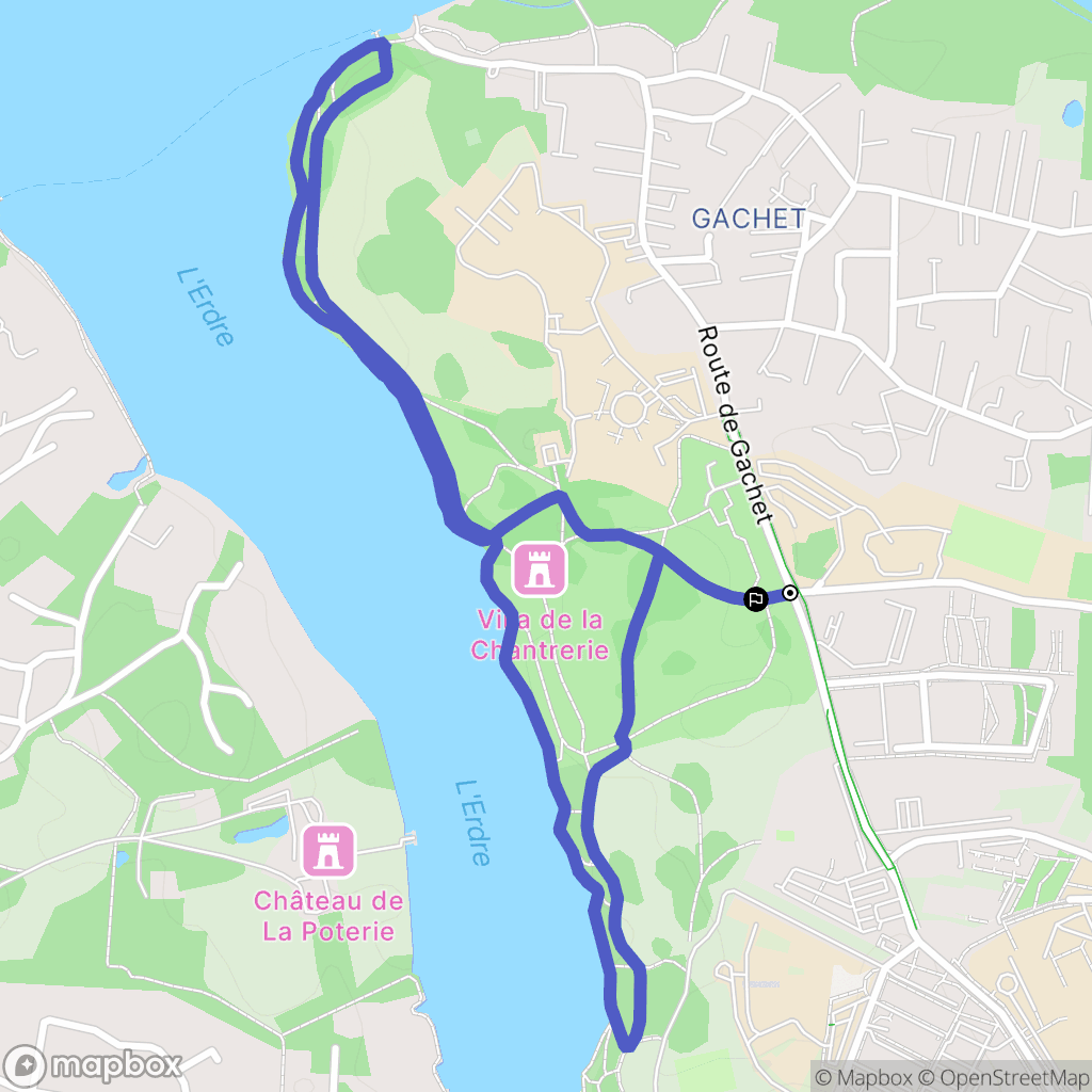 Nantes : carte du parcours de randonnée - France