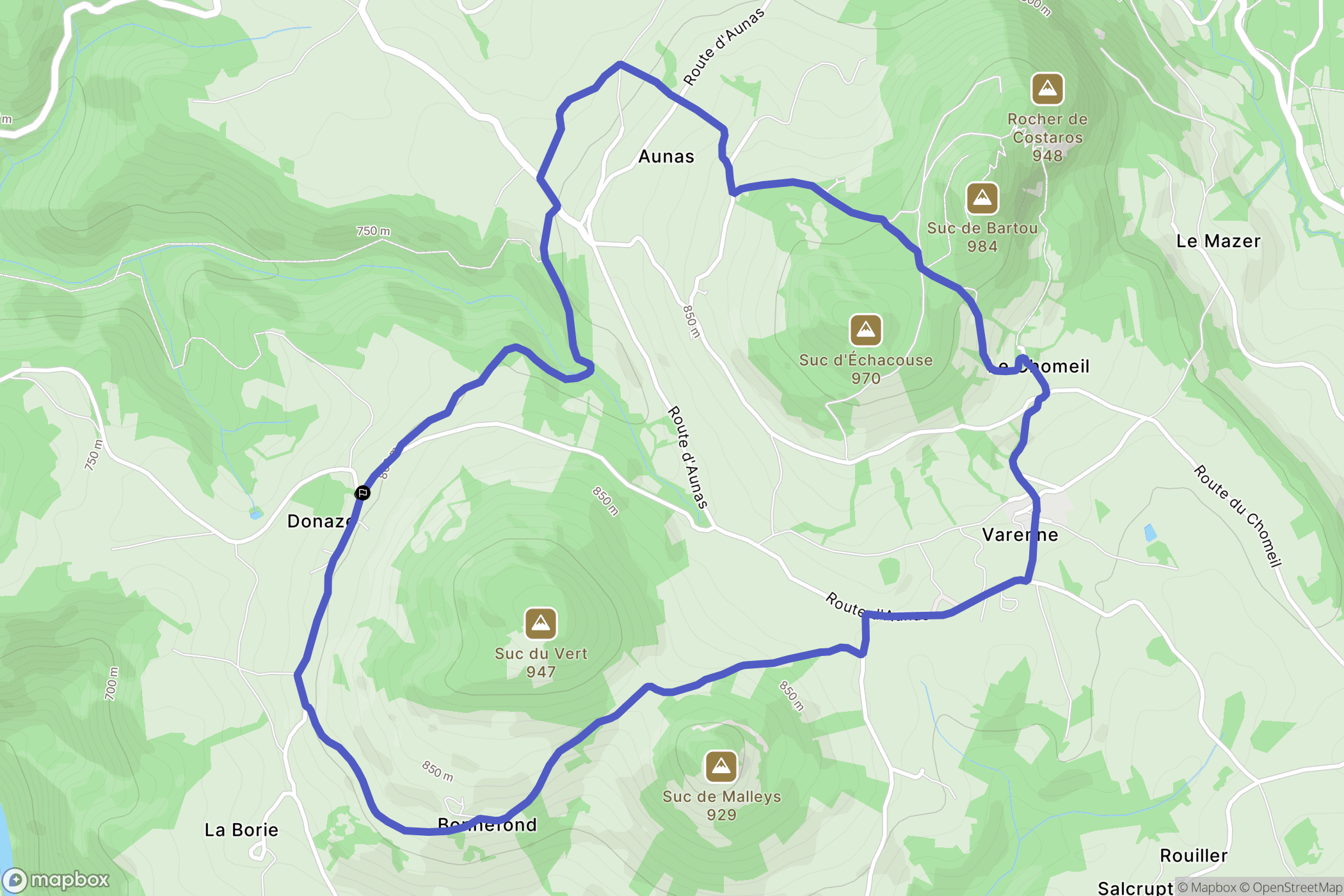Vorey : carte du parcours de randonnée - France
