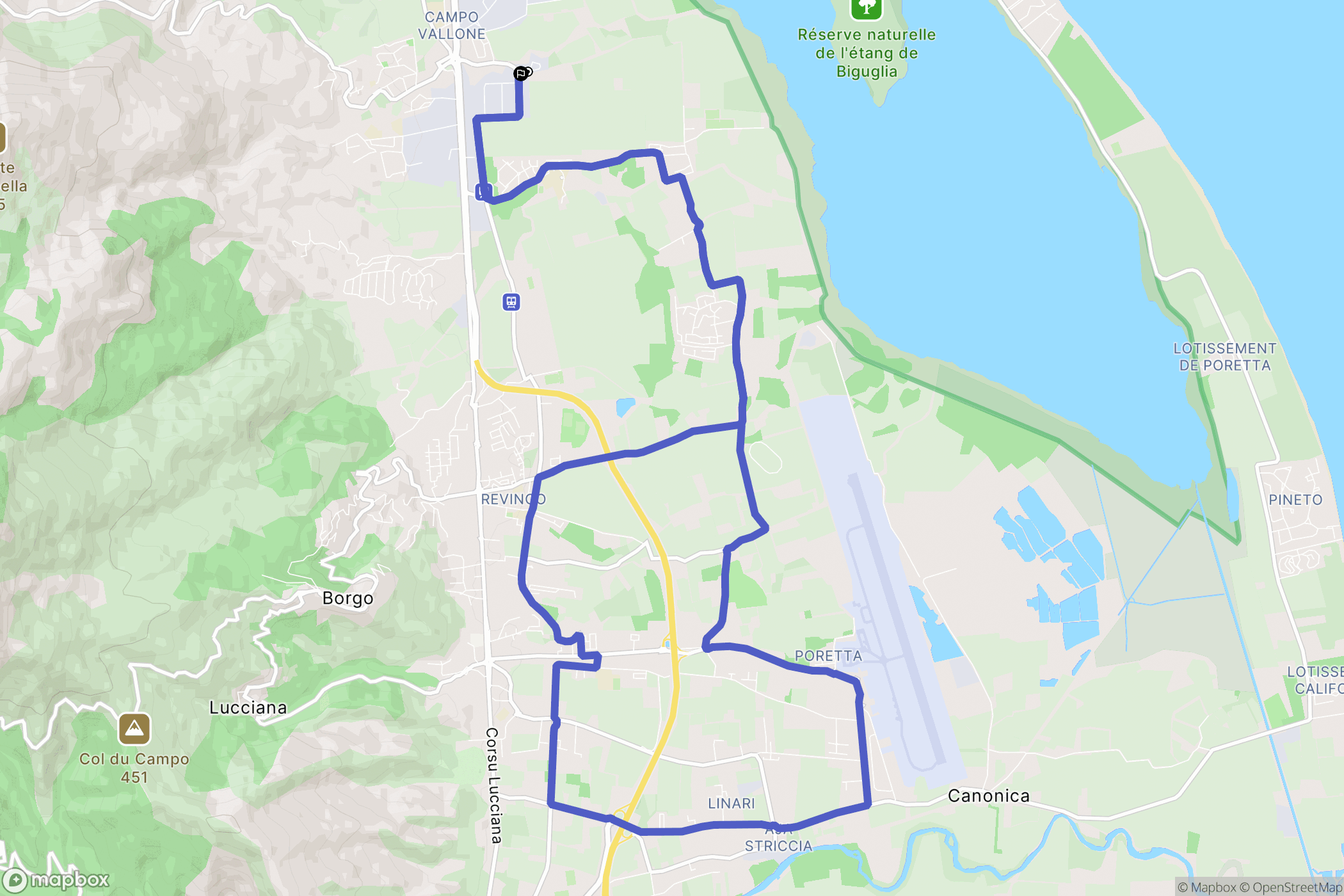 Borgo : carte du parcours de randonnée - France