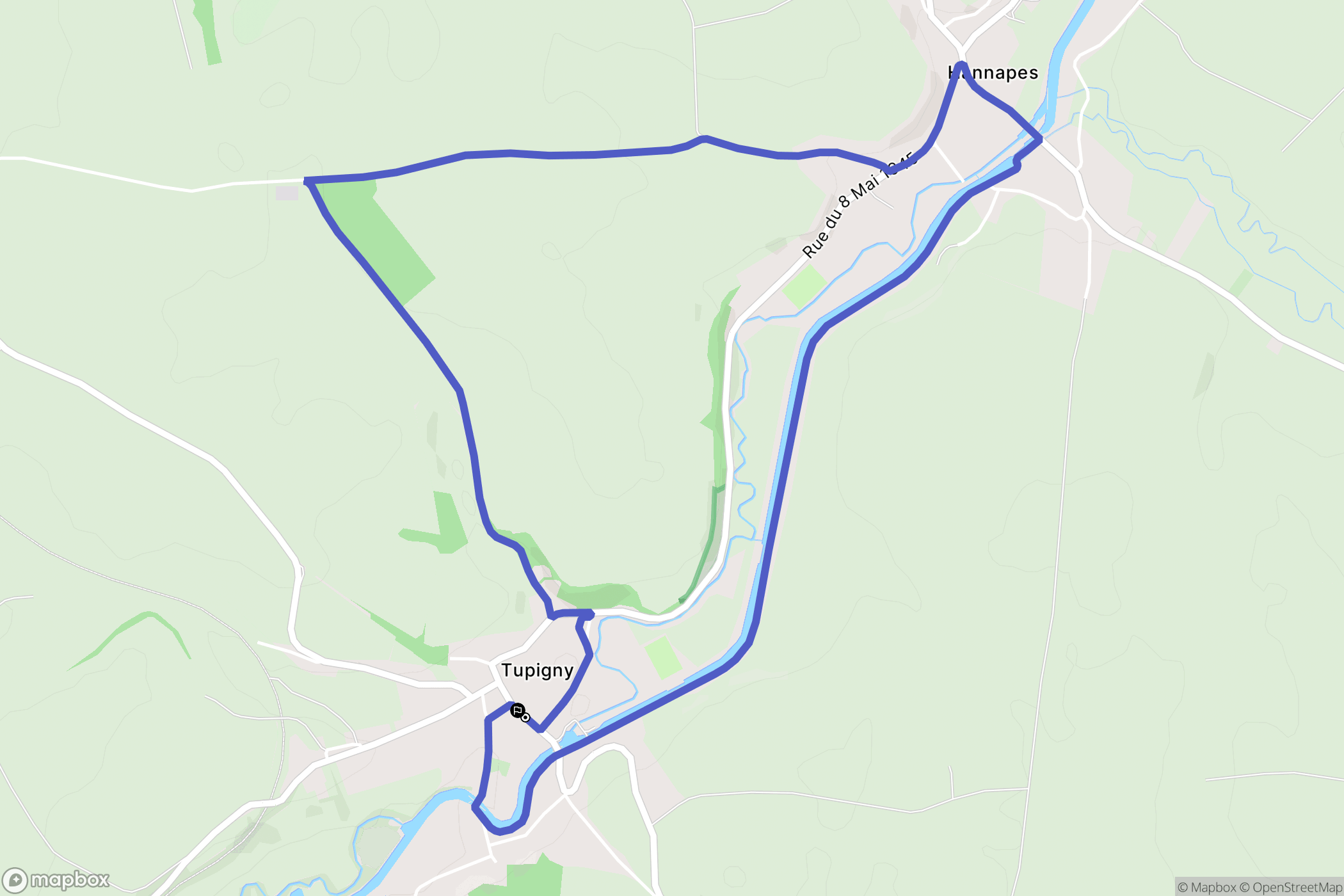 Tupigny : carte du parcours de randonnée - France