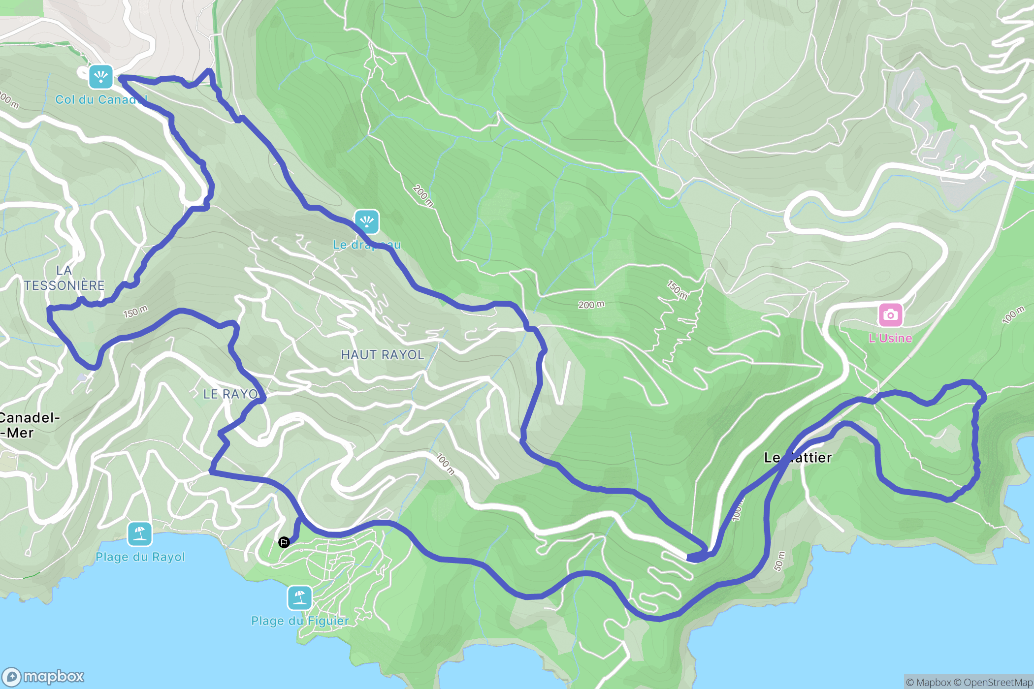 Rayol-Canadel-sur-Mer : carte du parcours de randonnée - France