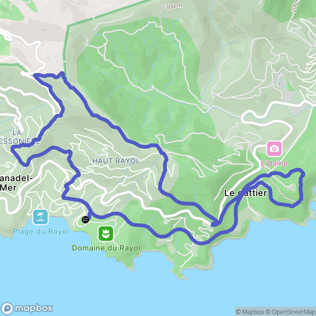 Rayol-Canadel-sur-Mer : carte du parcours de randonnée - France