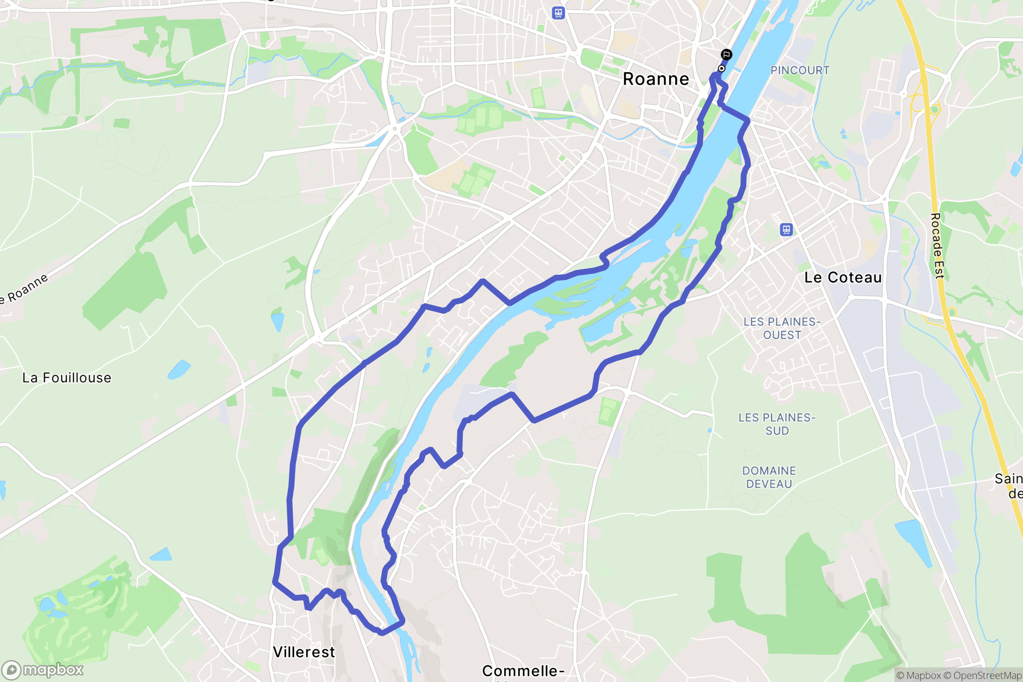 Roanne : carte du parcours de randonnée - France