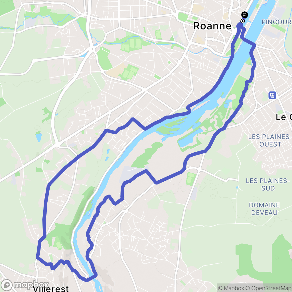 Roanne : carte du parcours de randonnée - France