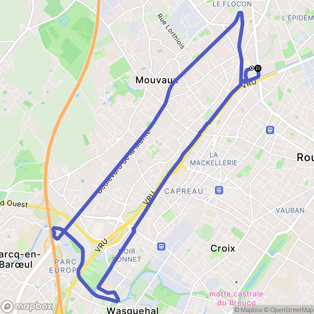 Tourcoing : carte du parcours de randonnée - France