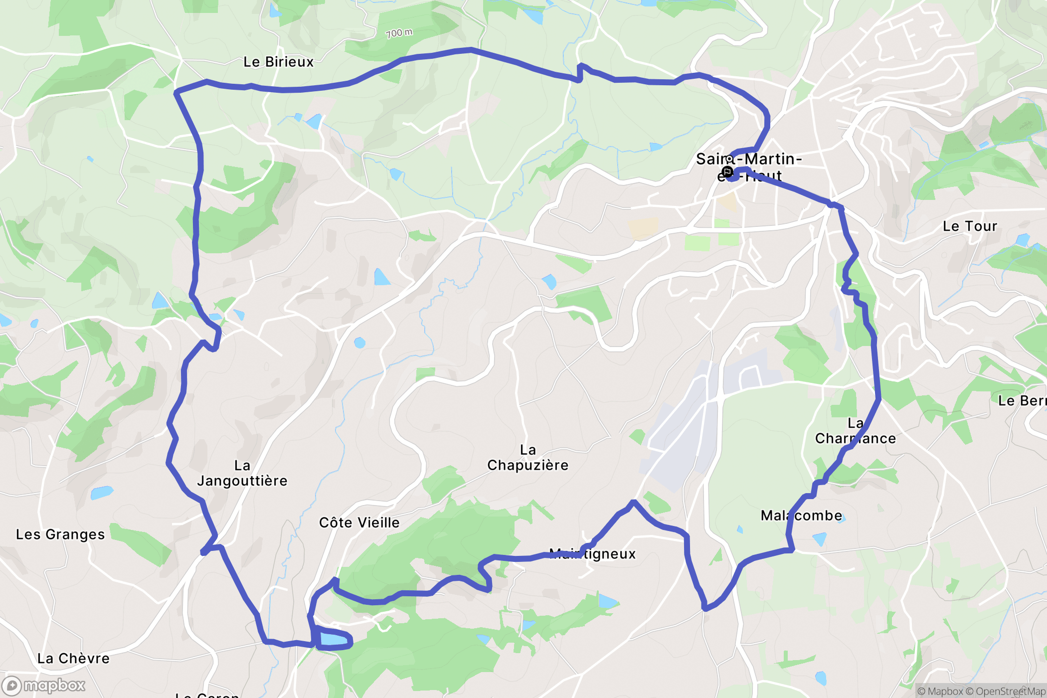 Saint-Martin-en-Haut : carte du parcours de randonnée - France