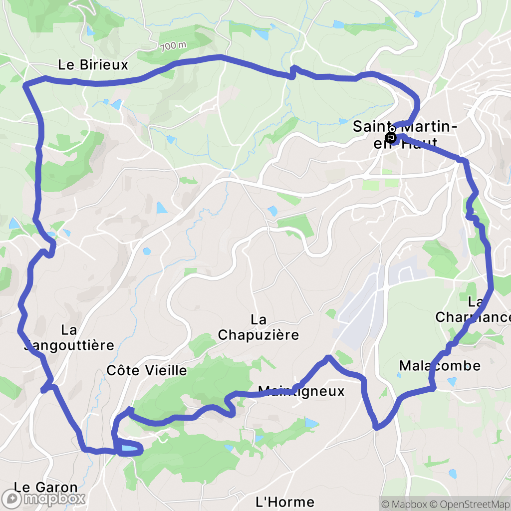 Saint-Martin-en-Haut : carte du parcours de randonnée - France