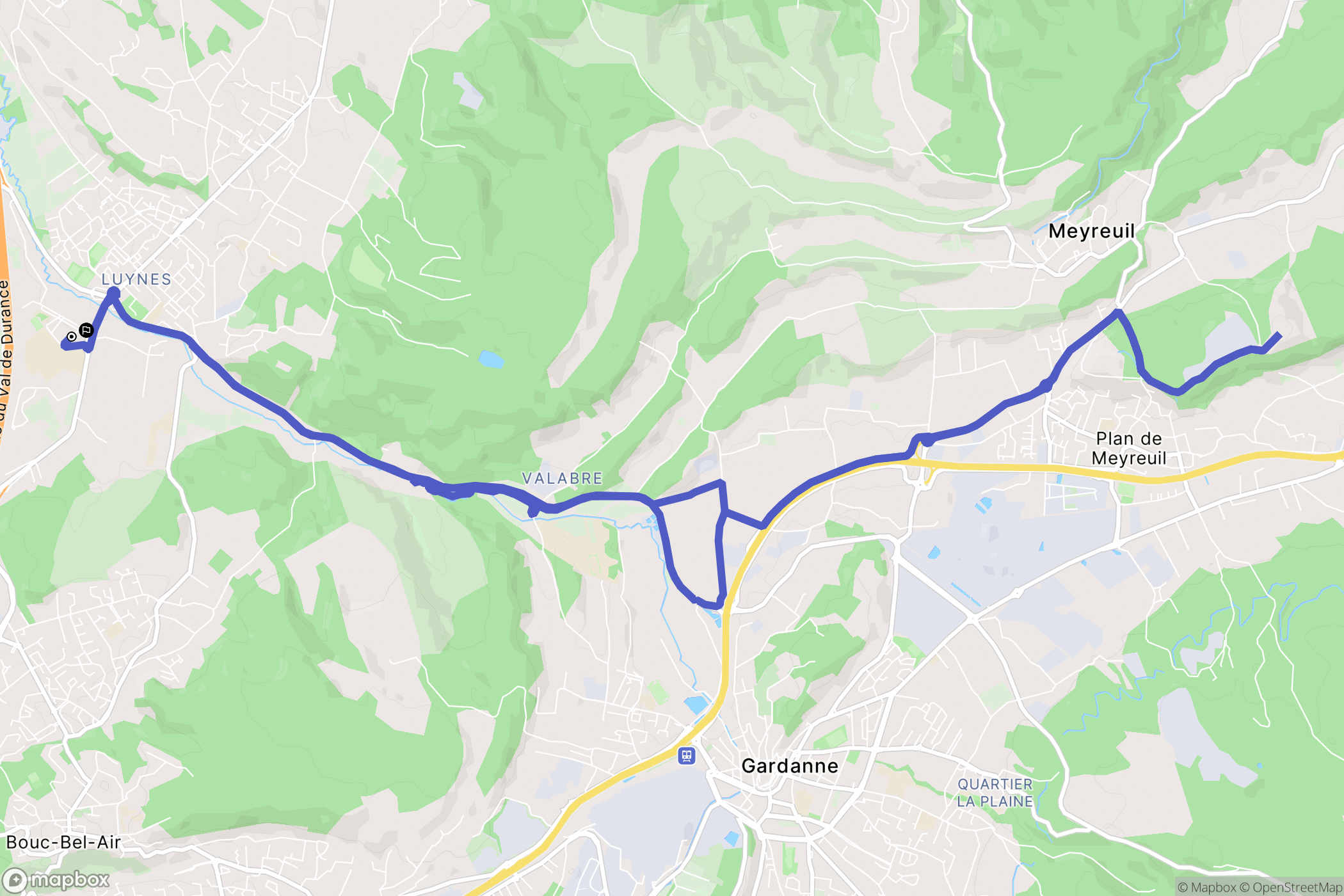Aix-en-Provence : carte du parcours de randonnée - France