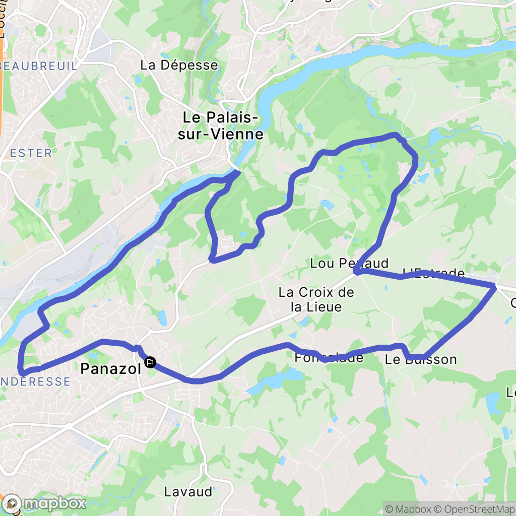 Panazol : carte du parcours de randonnée - France