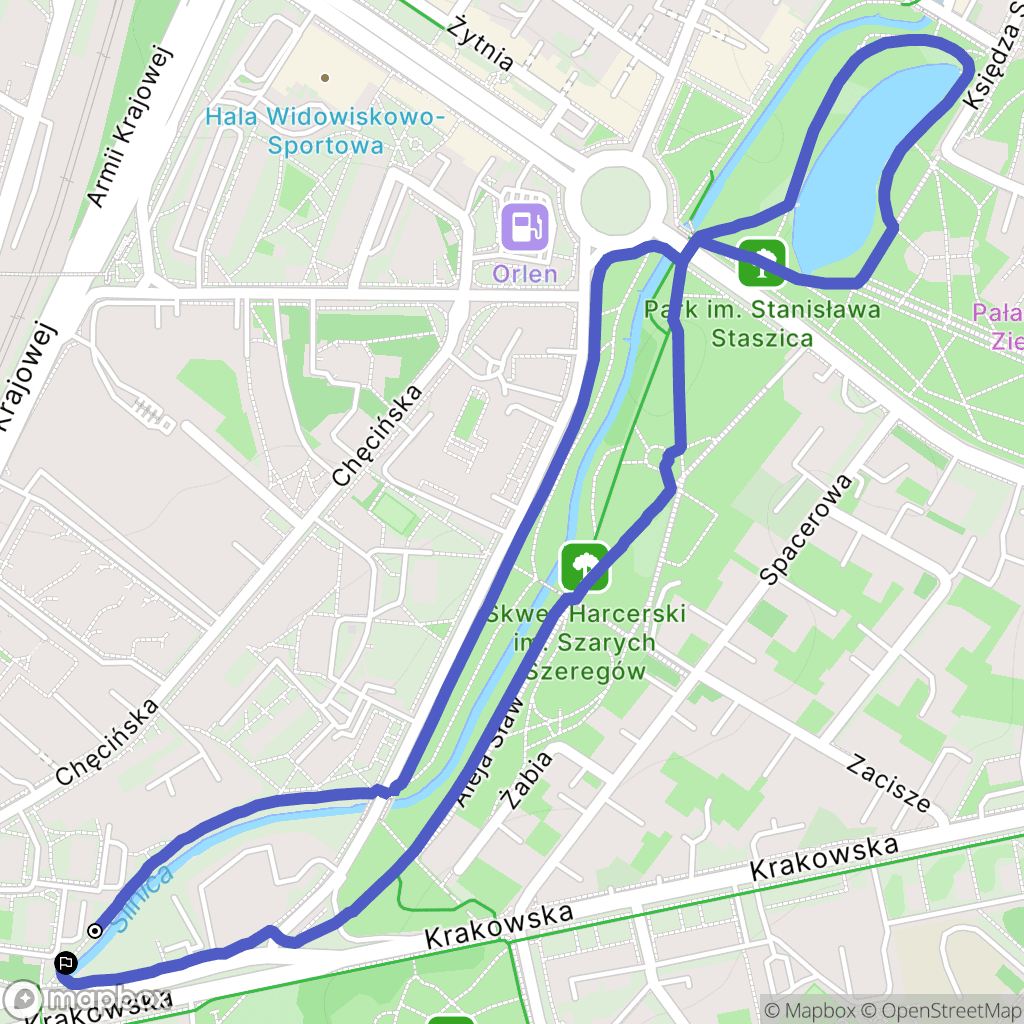 Kielce: mapa trasy - Poland