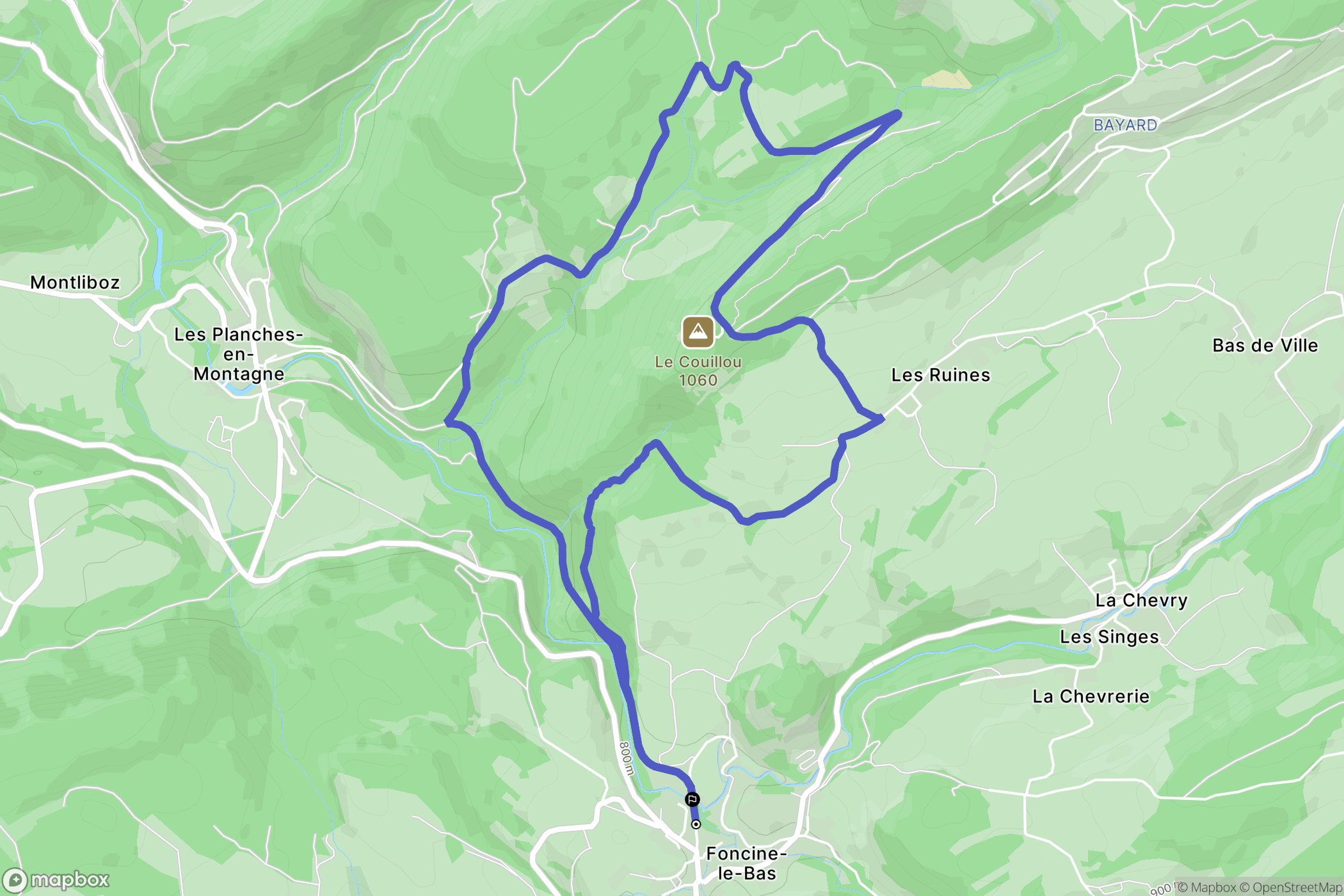 Foncine-le-Bas : carte du parcours de randonnée - France