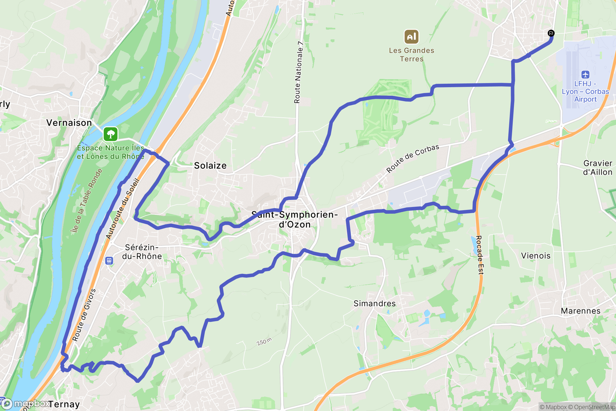 Corbas : carte du parcours de randonnée - France